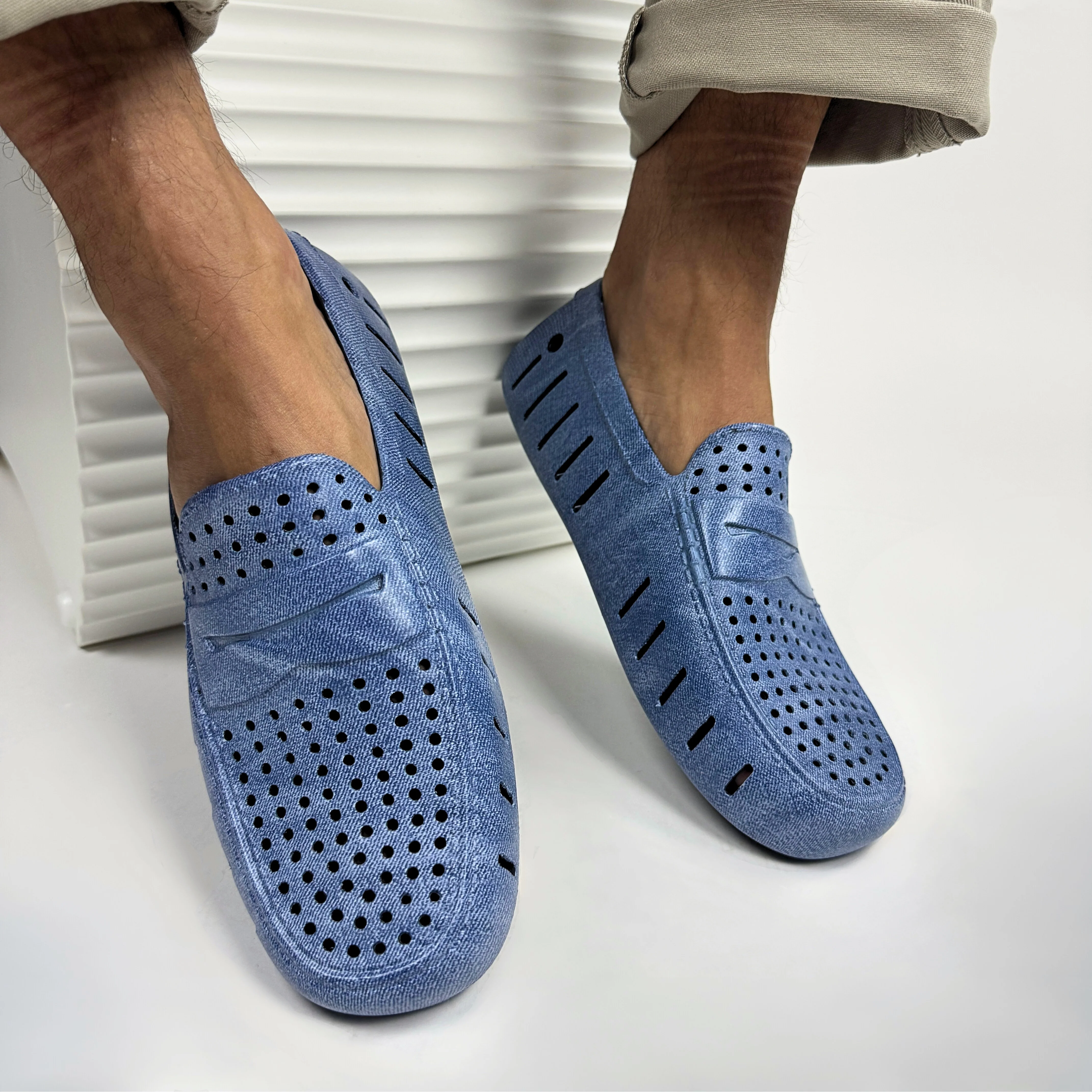 Men's Country Club Blue Denim Print Loafers - Image 3