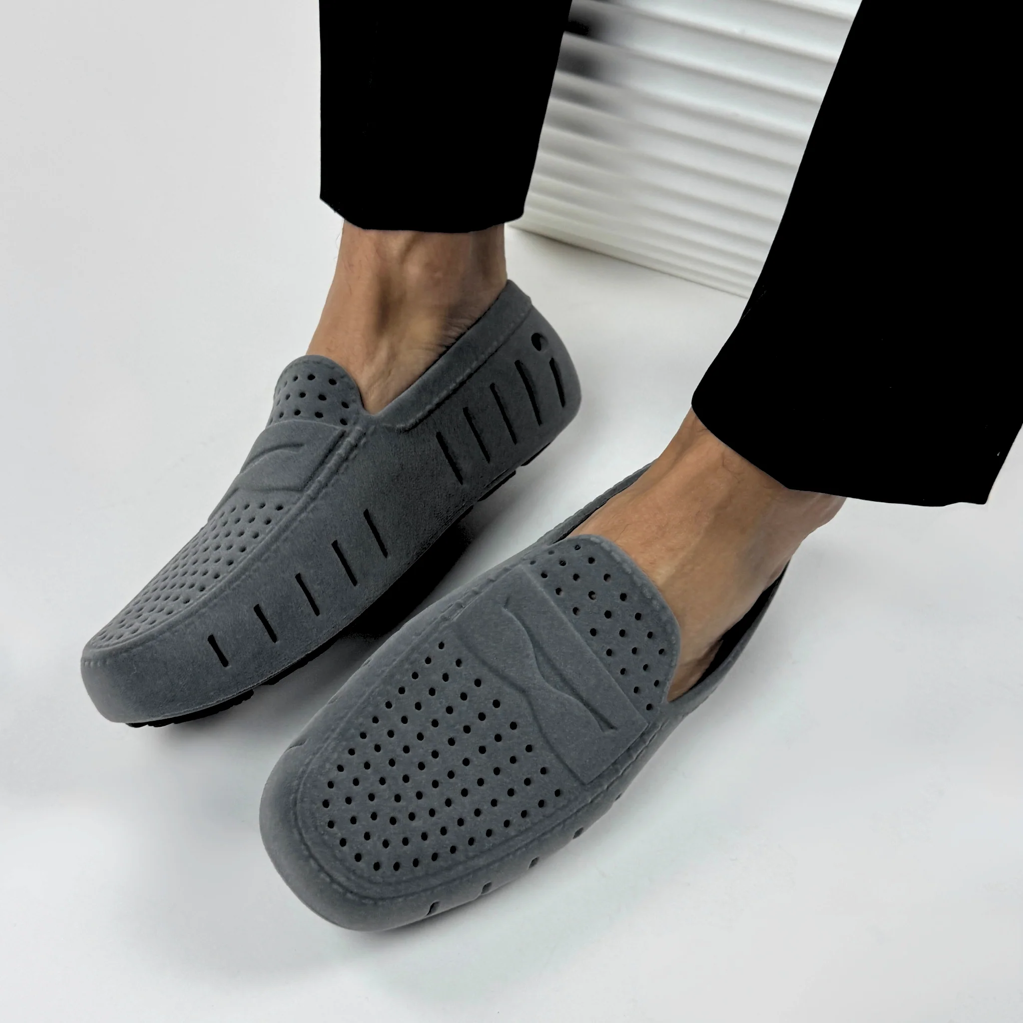 Men's Country Club Slate Grey Black Suede Loafers - Image 3