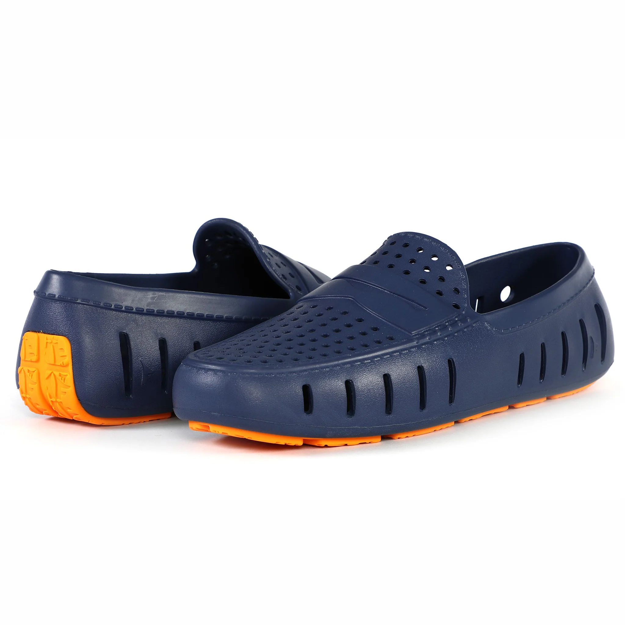 Men's Country Club Navy Peony Flame Orange Loafers - Image 4