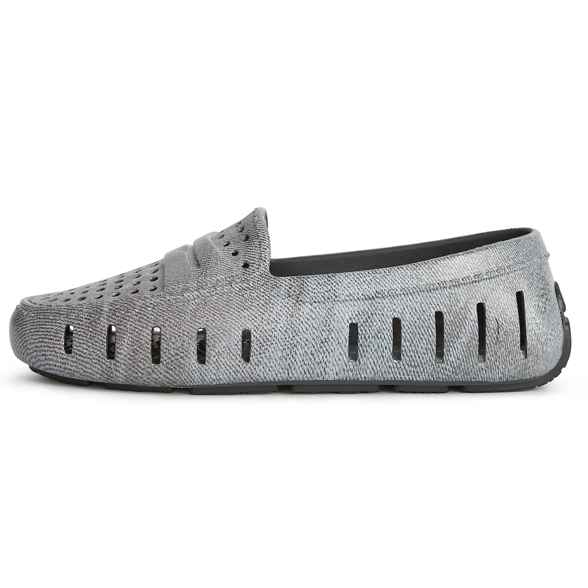 Women's Posh Black Denim Print Loafers - Image 6