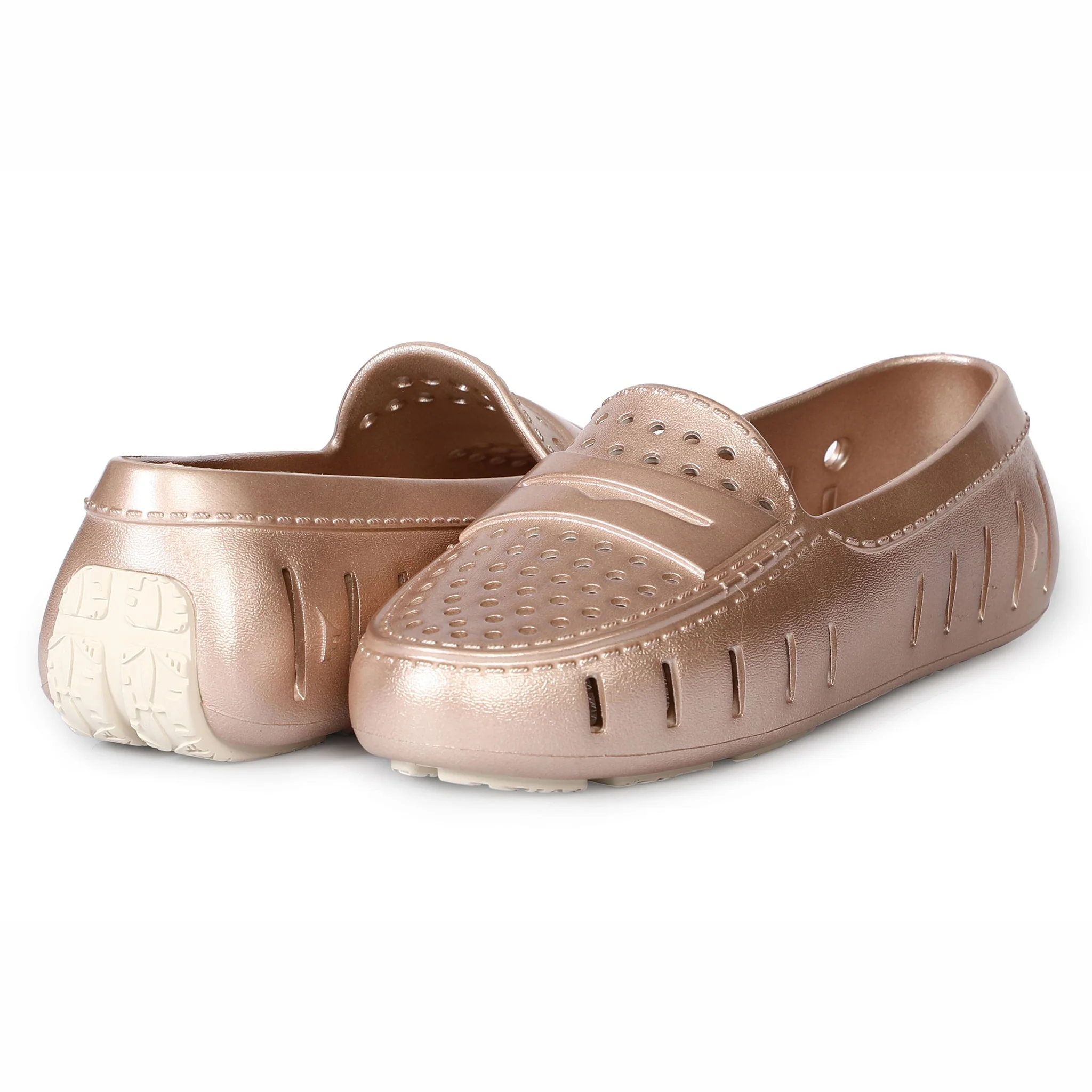 Women's Posh Rose Gold Cream Metallic Loafers - Image 3