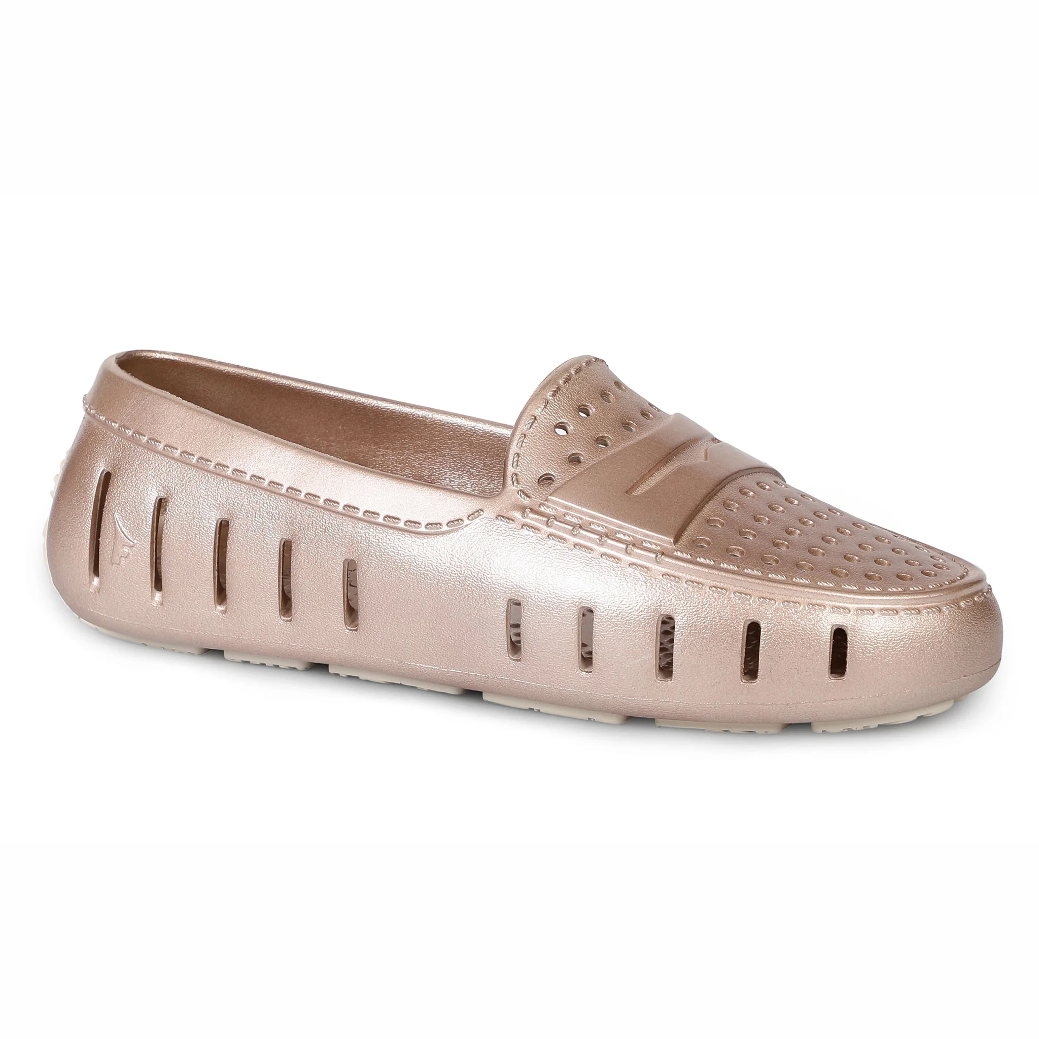 Women's Posh Rose Gold Cream Metallic Loafers - Image 4