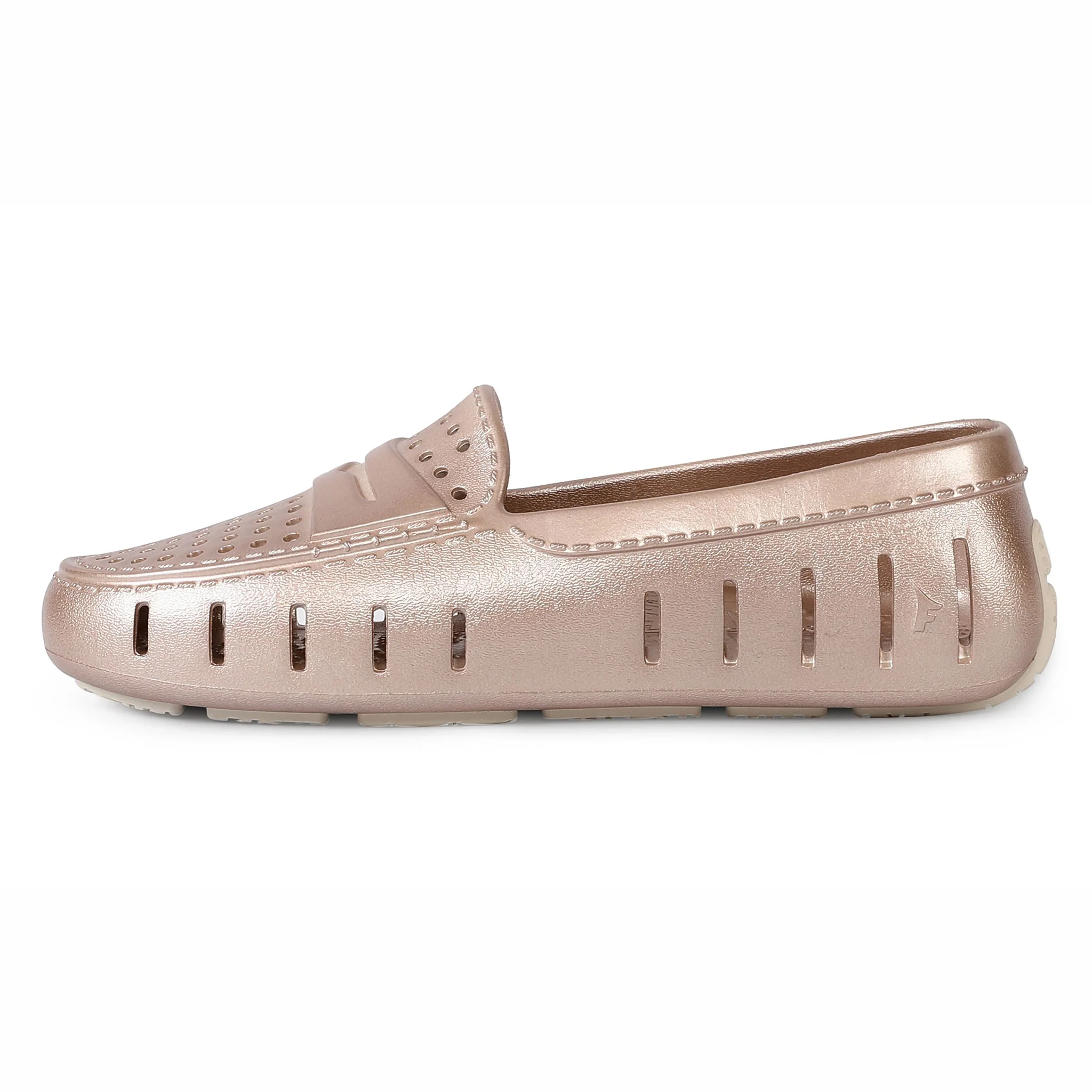 Women's Posh Rose Gold Cream Metallic Loafers - Image 5