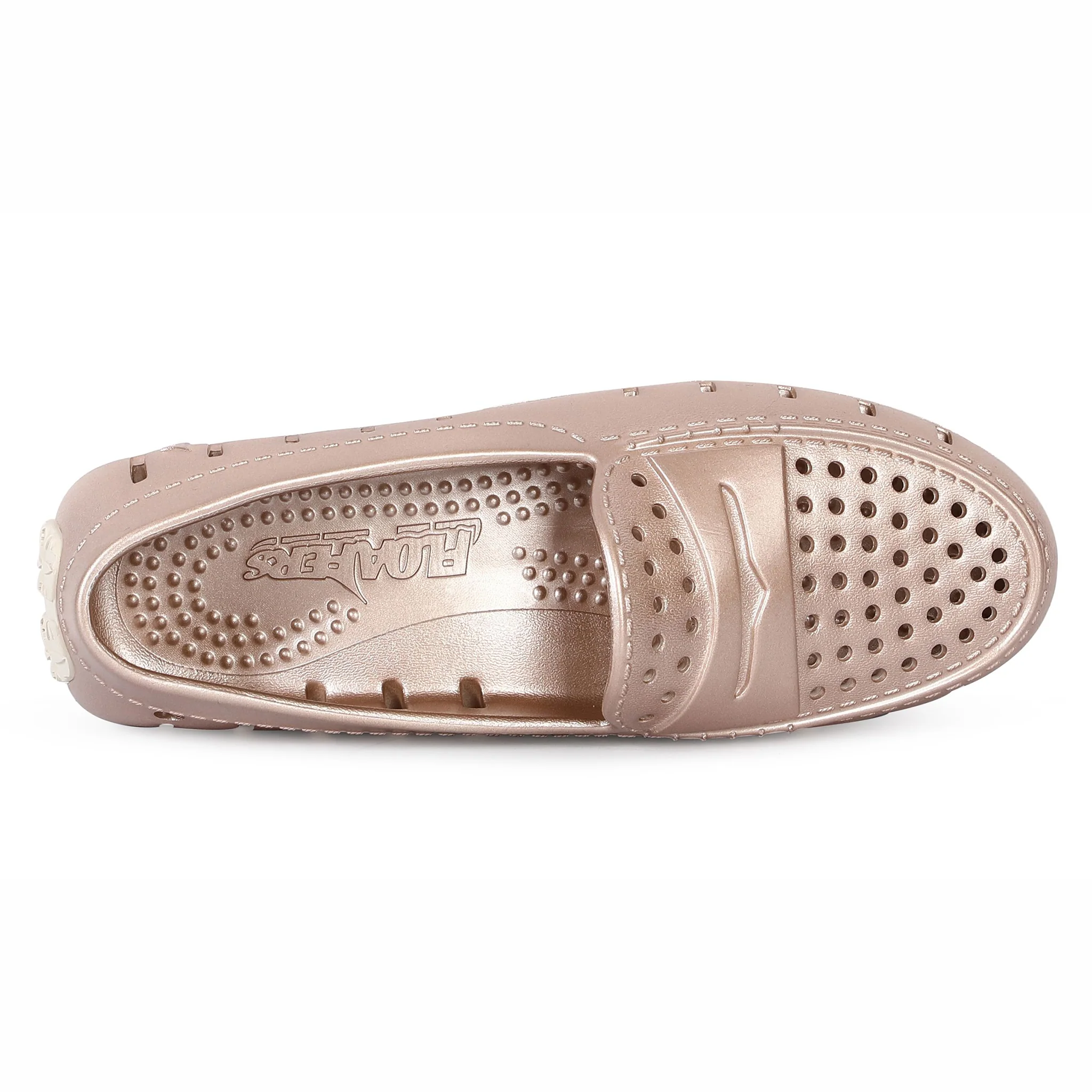 Women's Posh Rose Gold Cream Metallic Loafers - Image 6