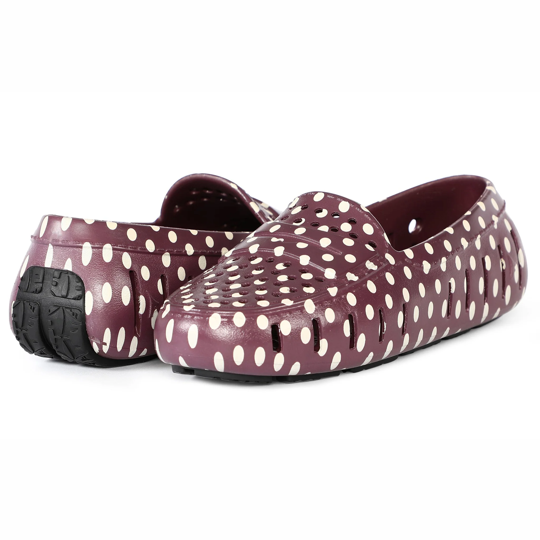 Women's Posh Burgundy Dots Print Loafers - Image 4