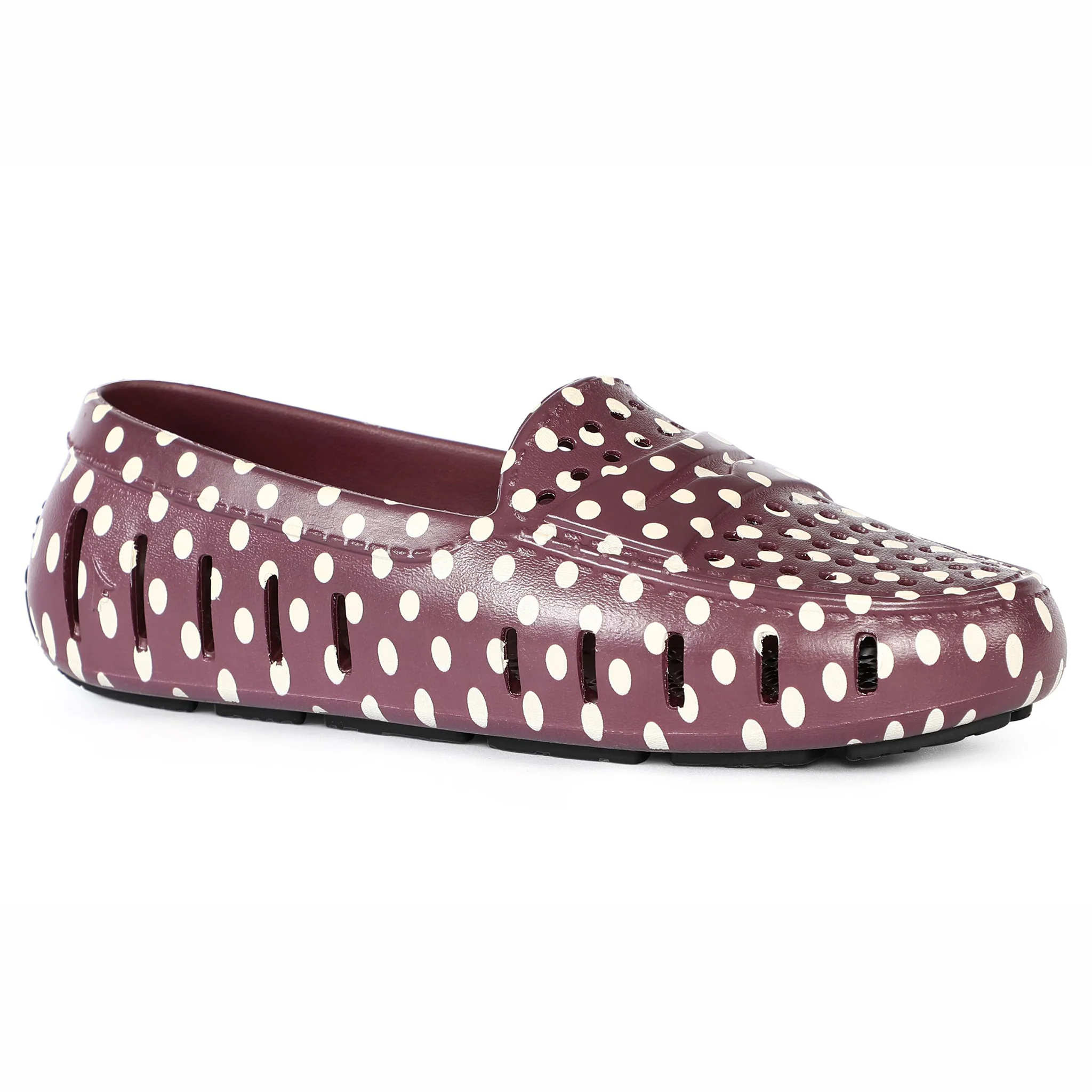 Women's Posh Burgundy Dots Print Loafers - Image 5