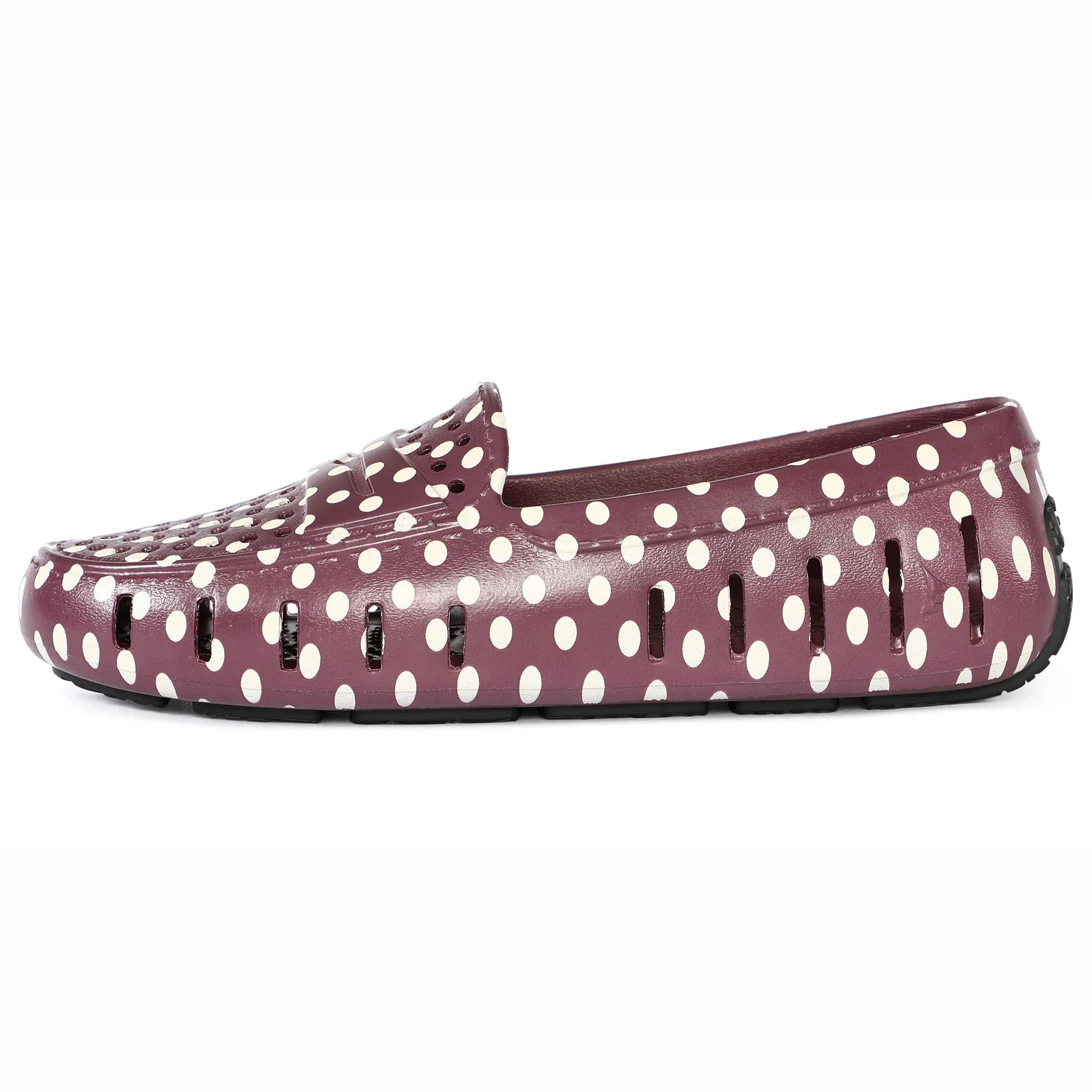 Women's Posh Burgundy Dots Print Loafers - Image 6