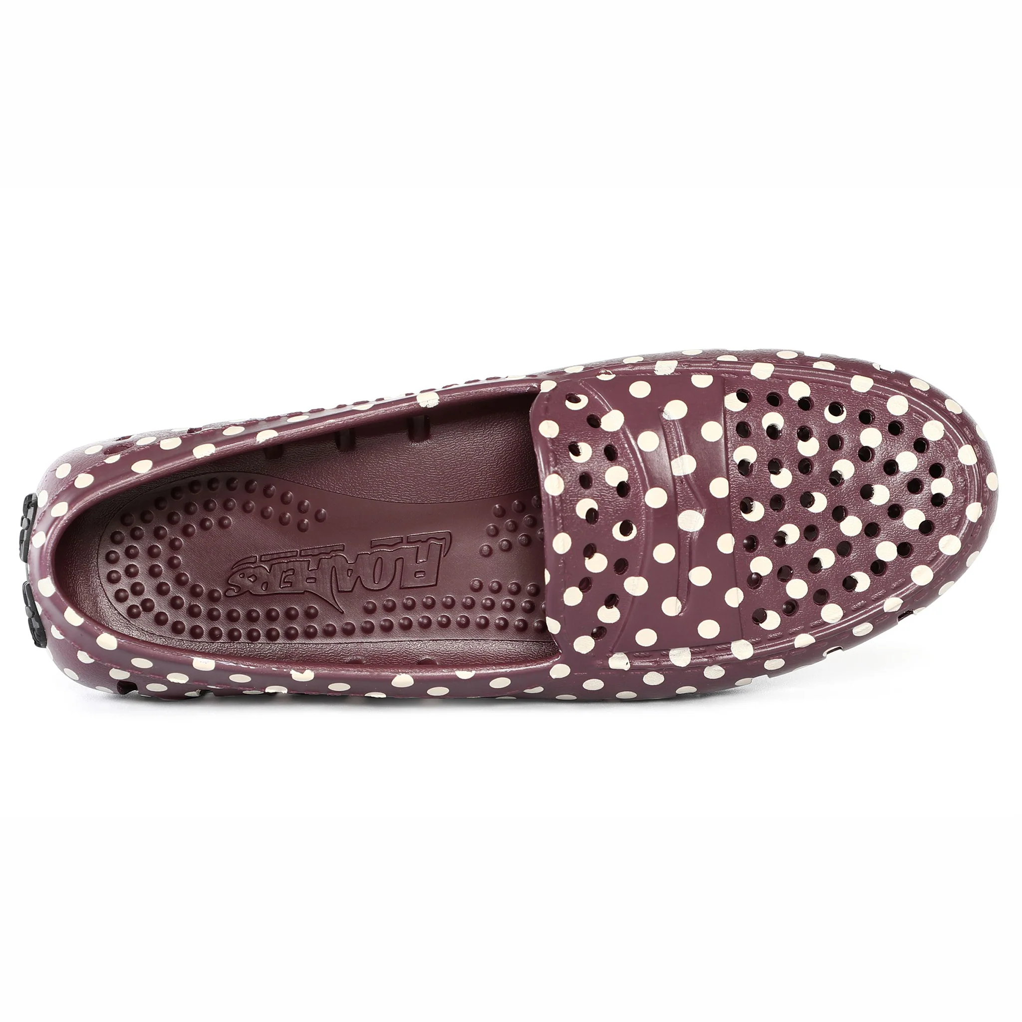Women's Posh Burgundy Dots Print Loafers - Image 7