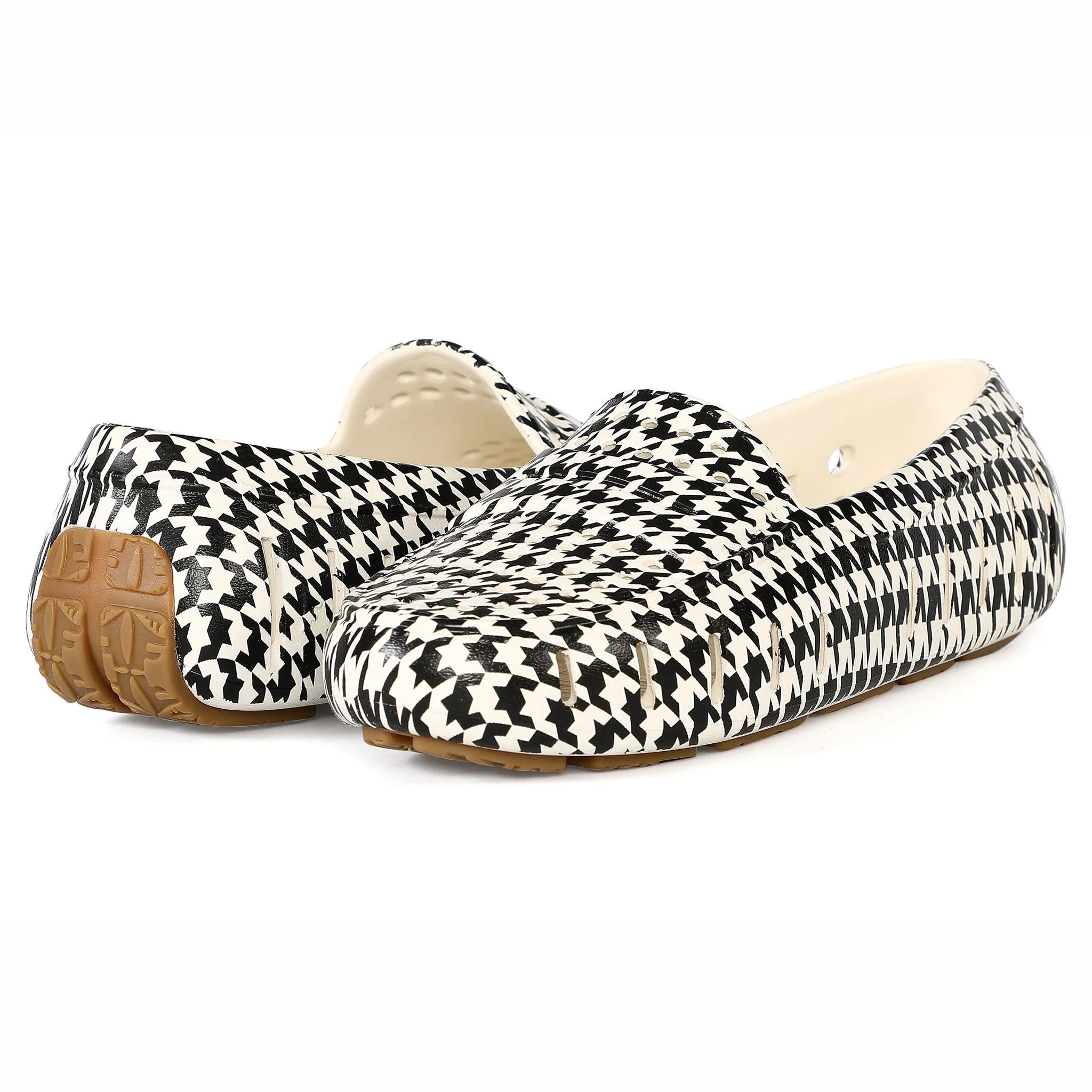 Women's Posh Black Cream Houndstooth Print Loafers - Image 4