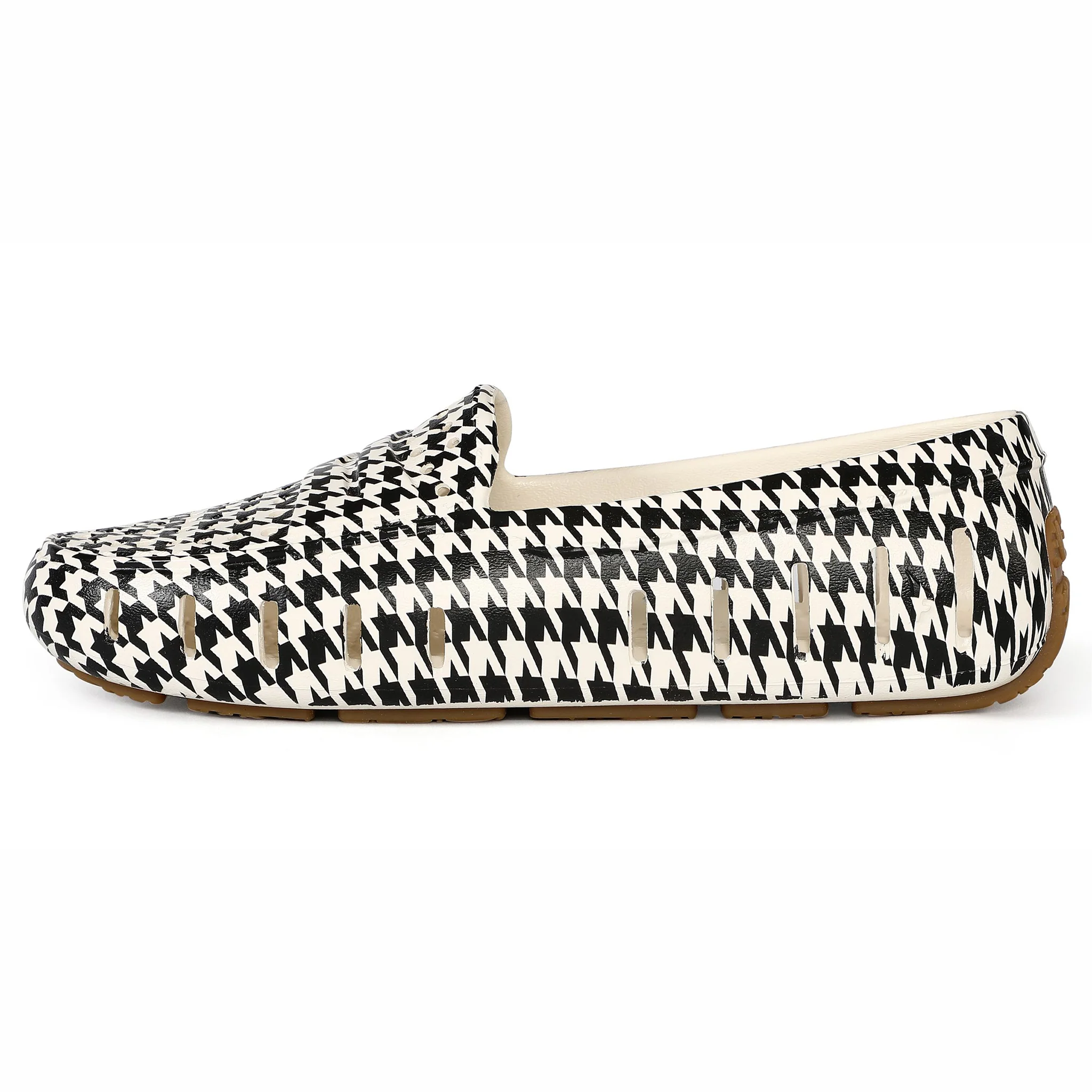 Women's Posh Black Cream Houndstooth Print Loafers - Image 6
