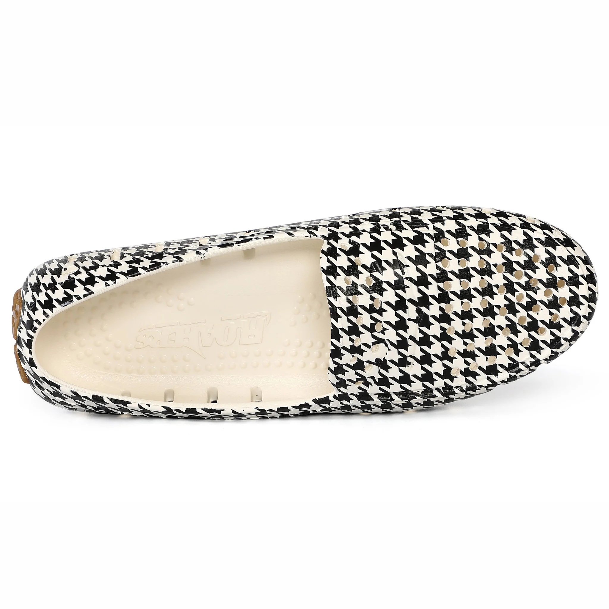 Women's Posh Black Cream Houndstooth Print Loafers - Image 7