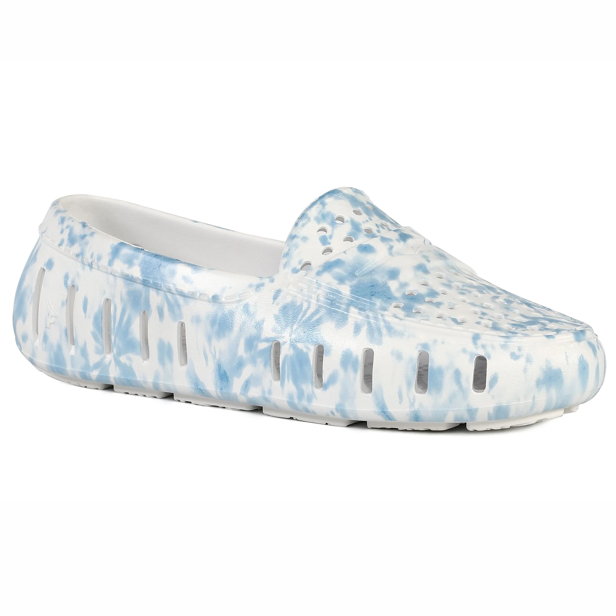 Women's Posh Blue Tie Dye Print Bright White Loafers - Image 4