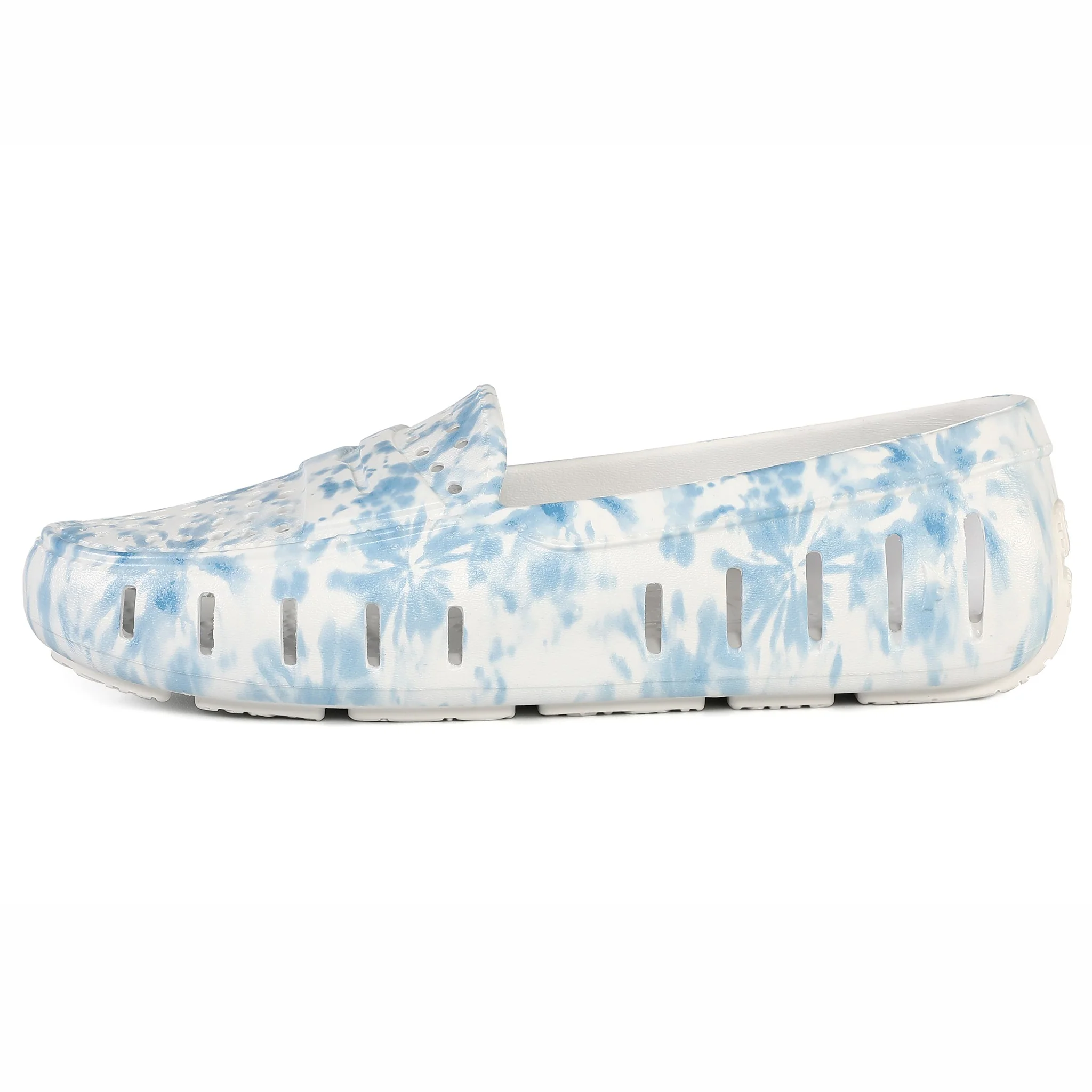Women's Posh Blue Tie Dye Print Bright White Loafers - Image 5
