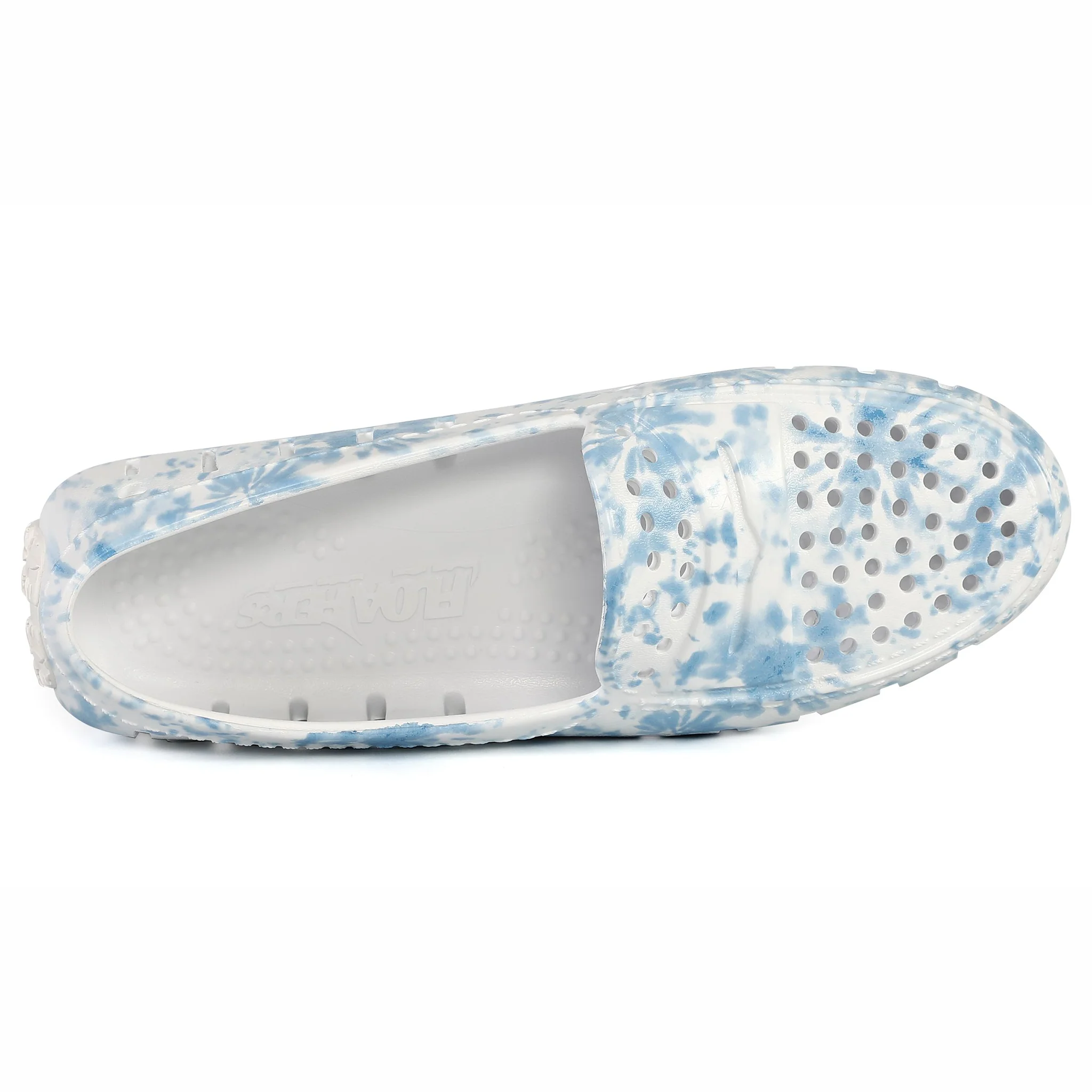 Women's Posh Blue Tie Dye Print Bright White Loafers - Image 6