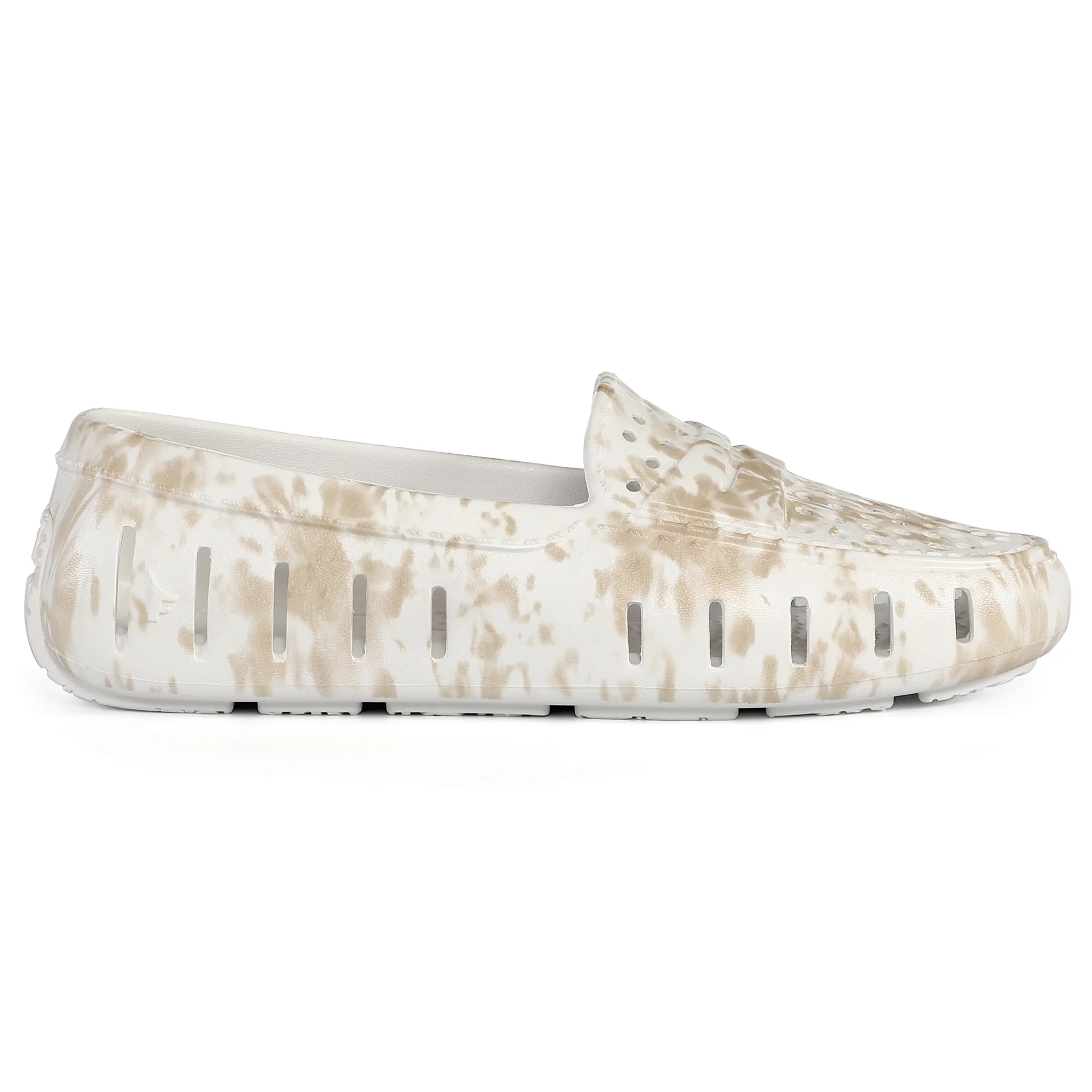 Women's Posh Tan Tie Dye Print Bright White Loafers