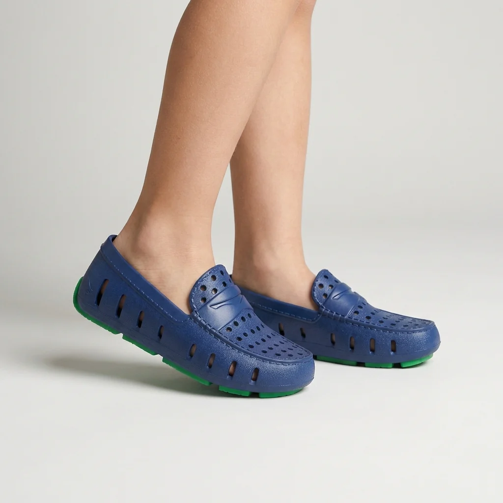 Kids Prodigy Navy Peony Turf Green Loafers - Image 3