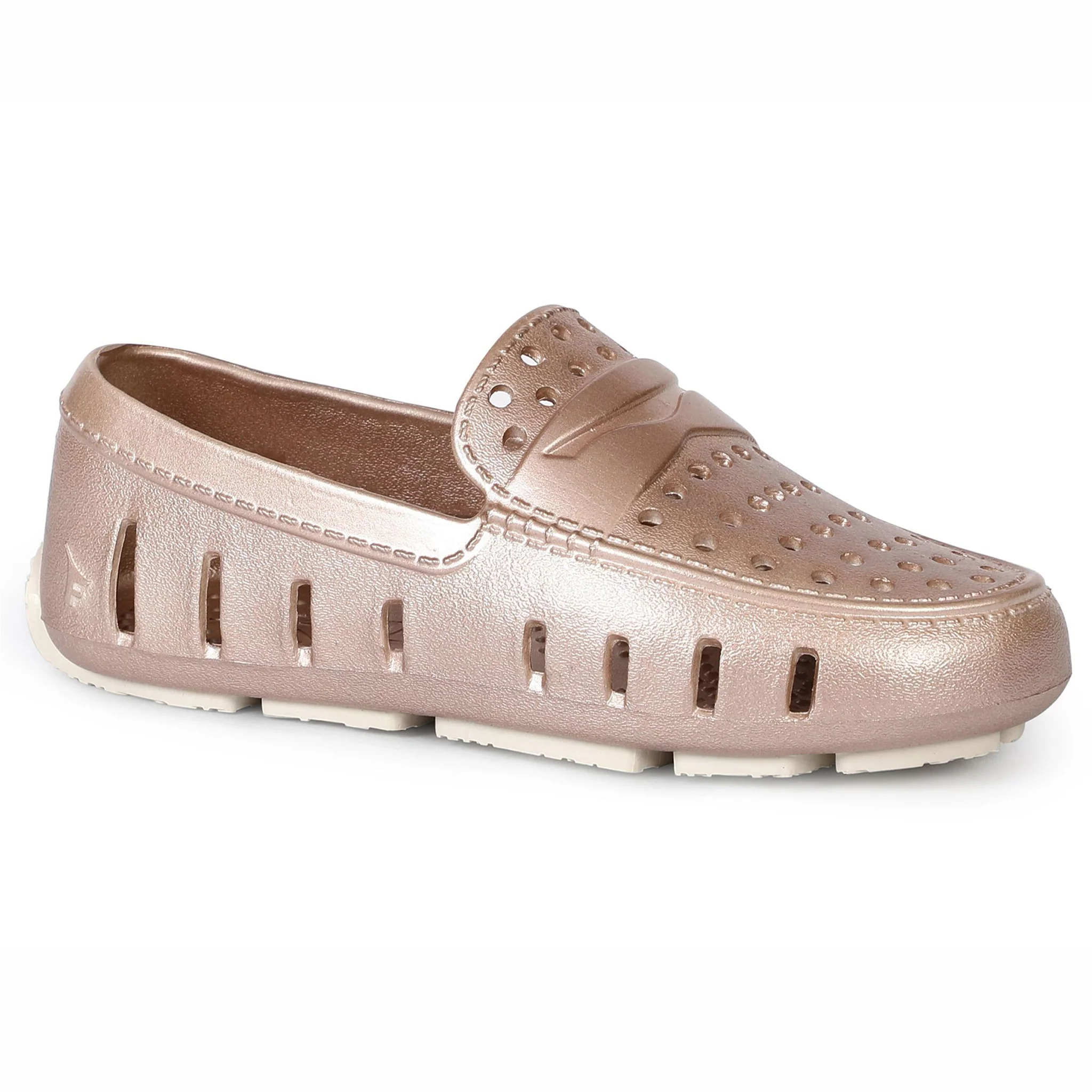Kids Prodigy Rose Gold Cream Metallic Loafers - Image 4