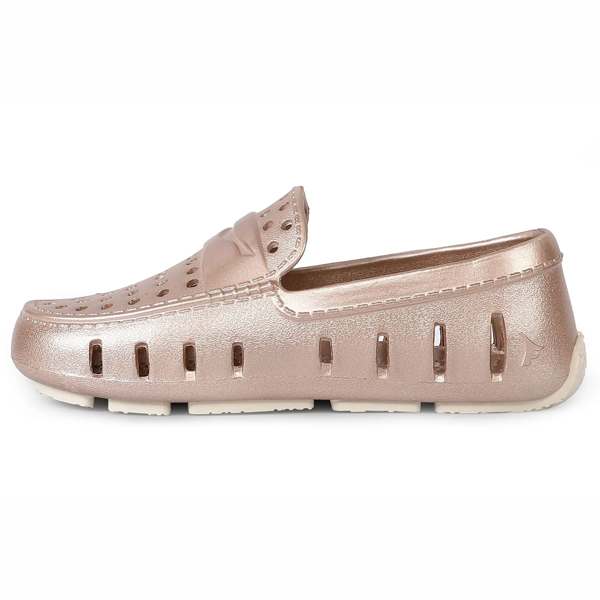 Kids Prodigy Rose Gold Cream Metallic Loafers - Image 5