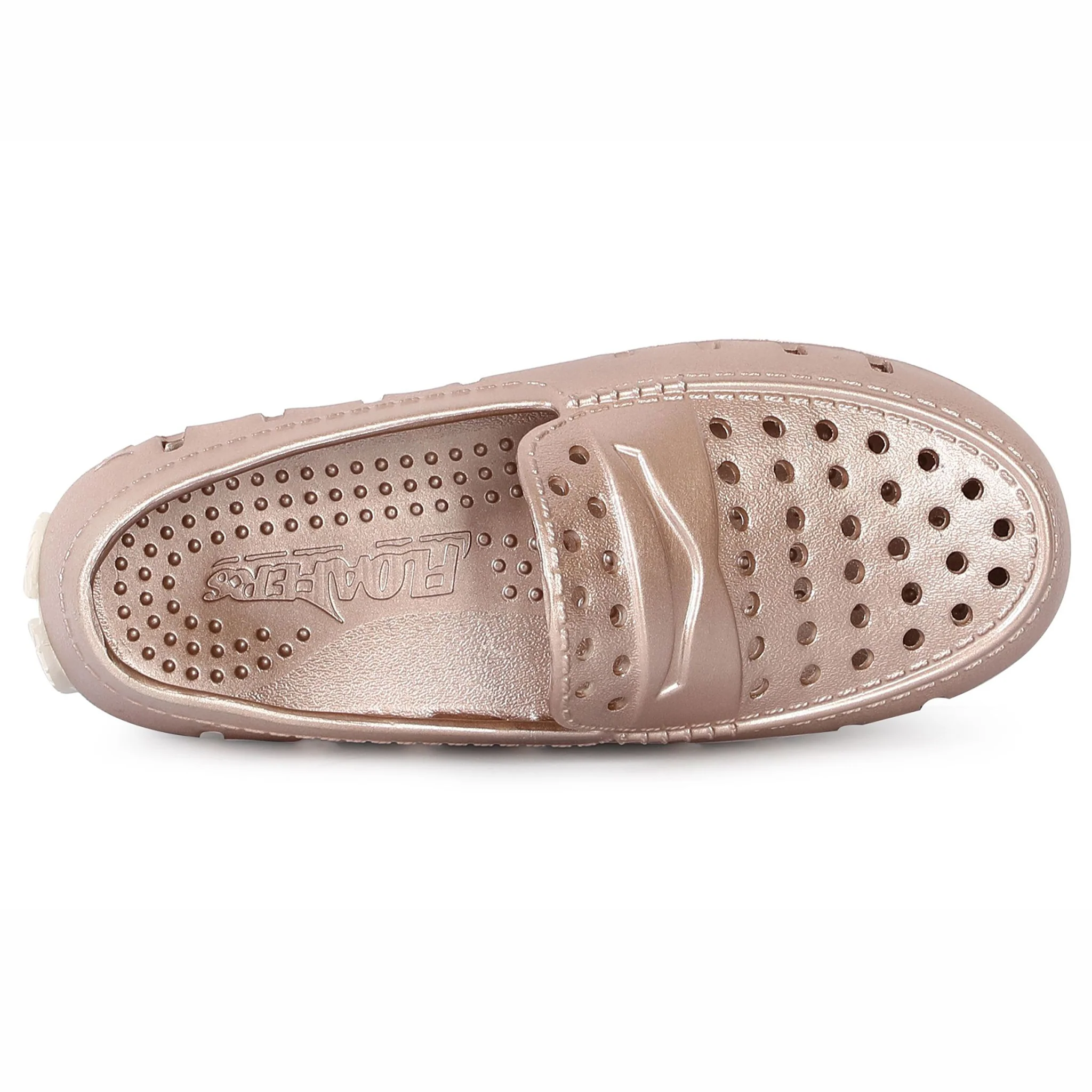 Kids Prodigy Rose Gold Cream Metallic Loafers - Image 6