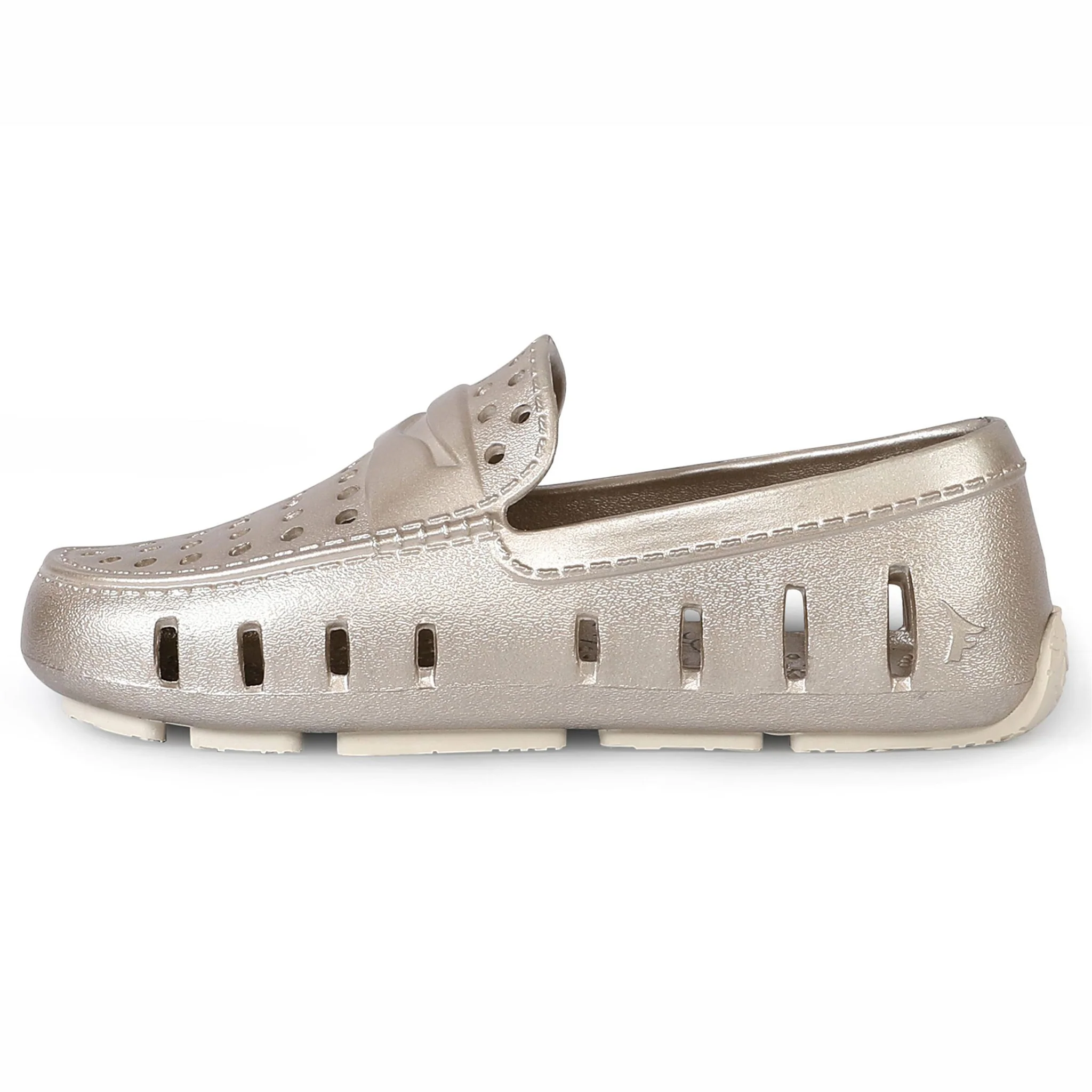 Kids Prodigy White Gold Cream Metallic Loafers - Image 5