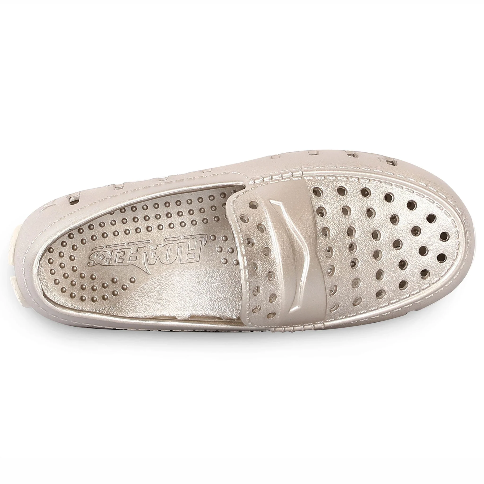 Kids Prodigy White Gold Cream Metallic Loafers - Image 6