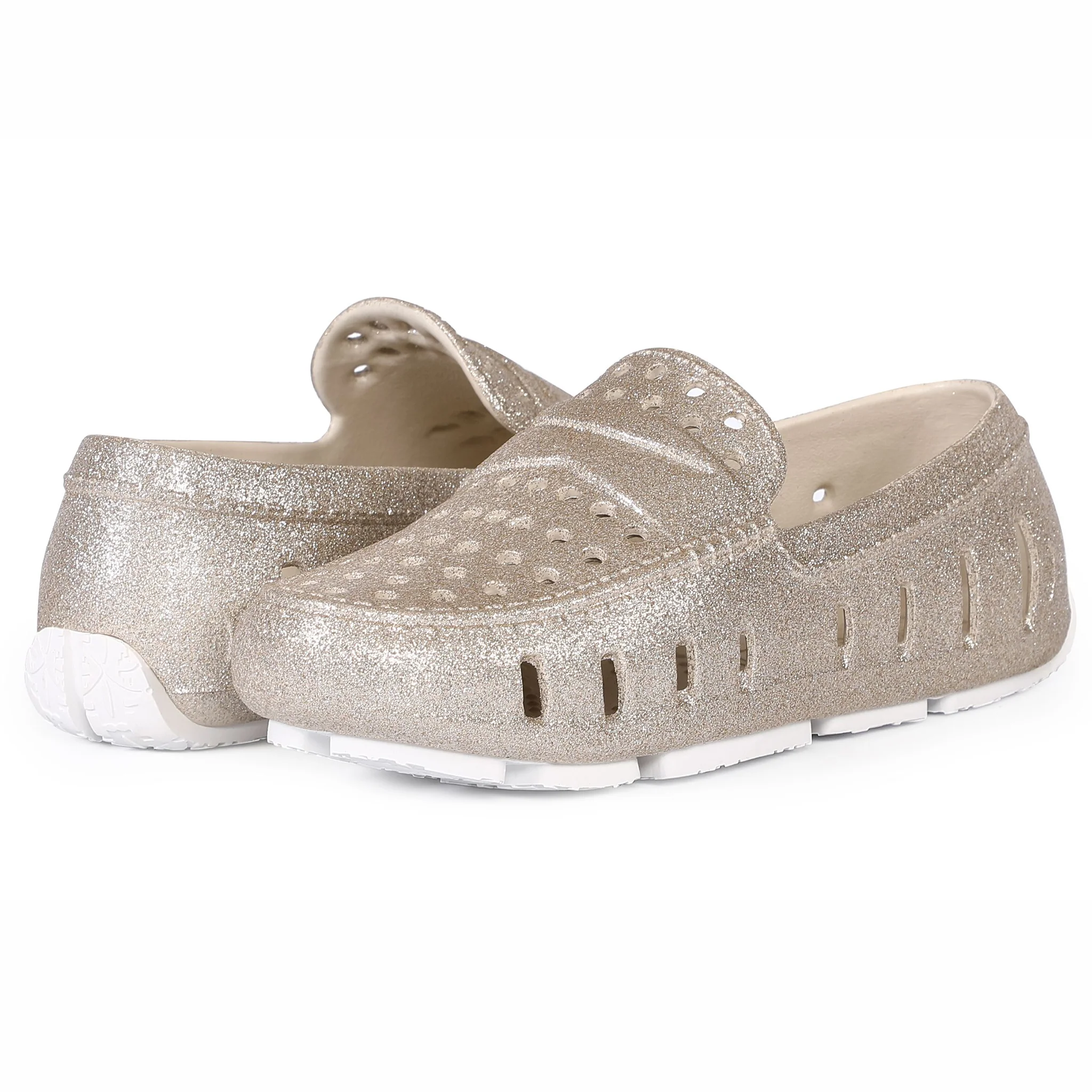 Kids Prodigy Gold Sparkle Bright White Loafers - Image 3