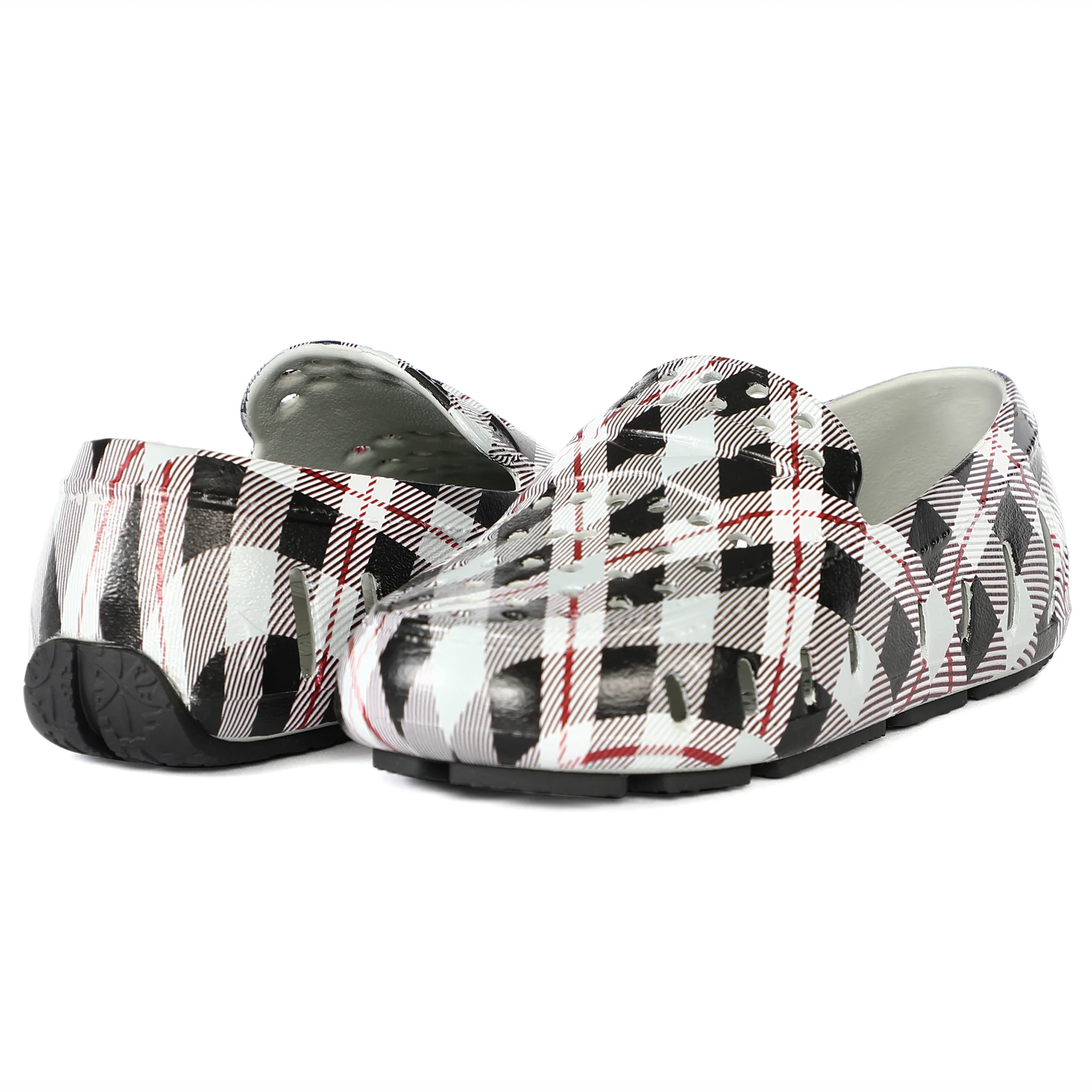 Kids Prodigy Grey Black Plaid Print Loafers - Image 3