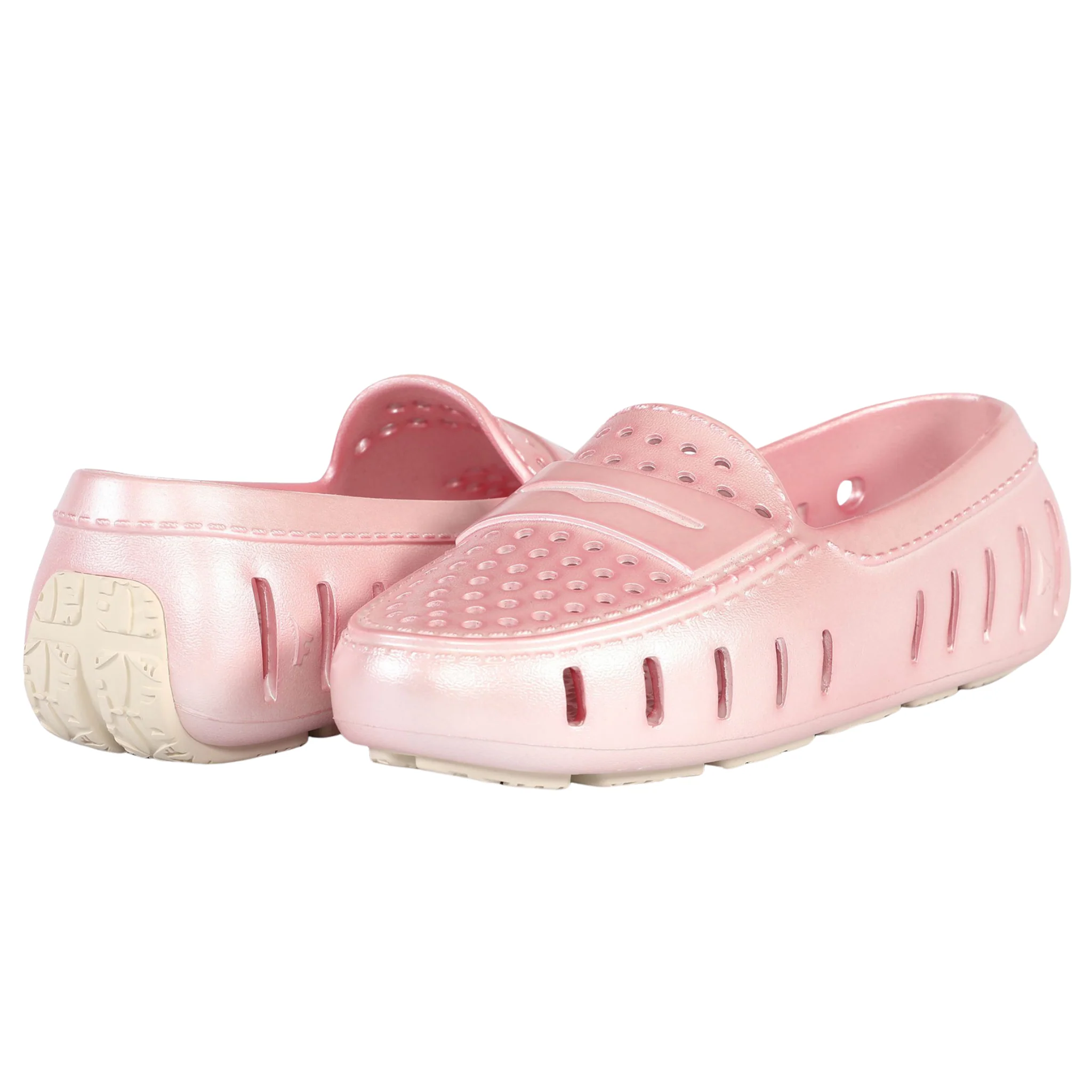 Kids Prodigy Pink Metallic Loafers Cream Sole - Image 3