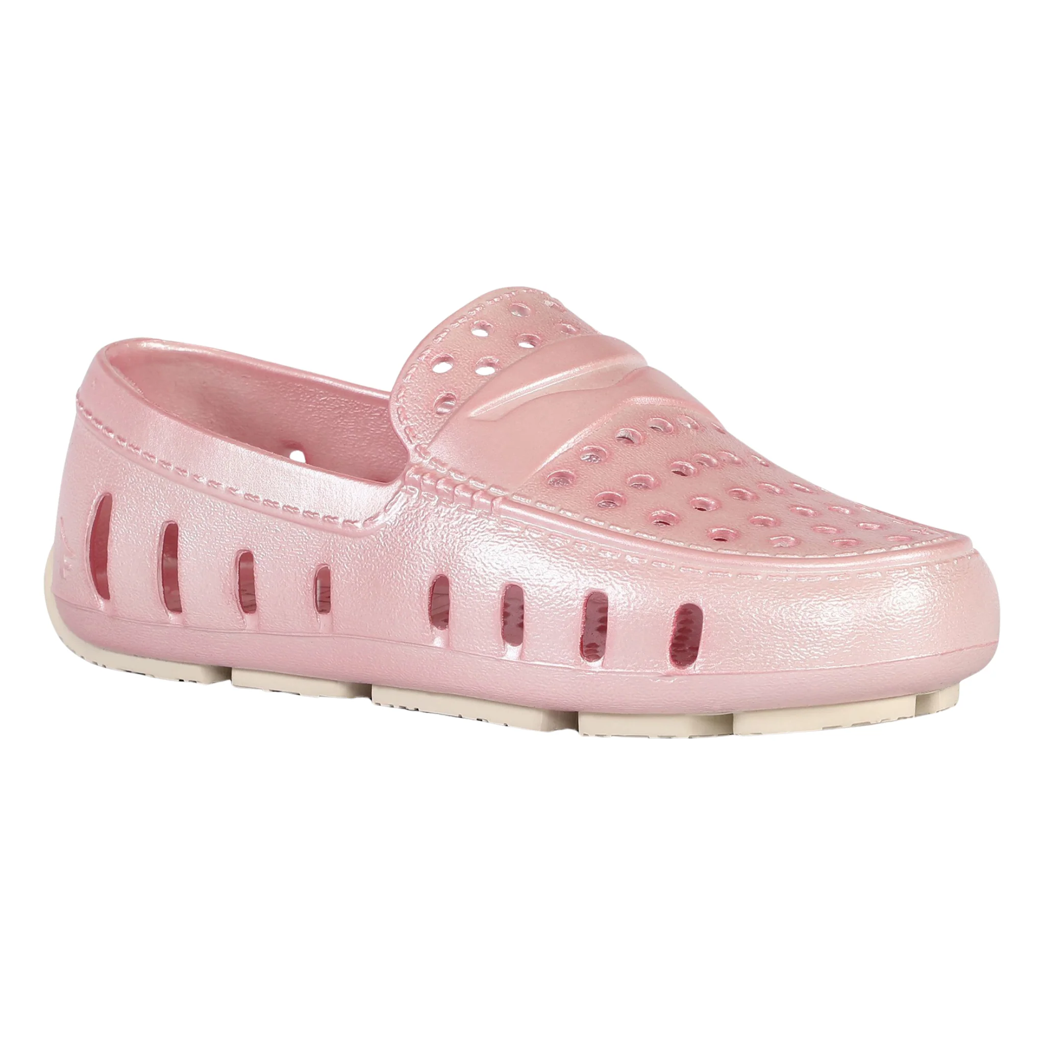 Kids Prodigy Pink Metallic Loafers Cream Sole - Image 4
