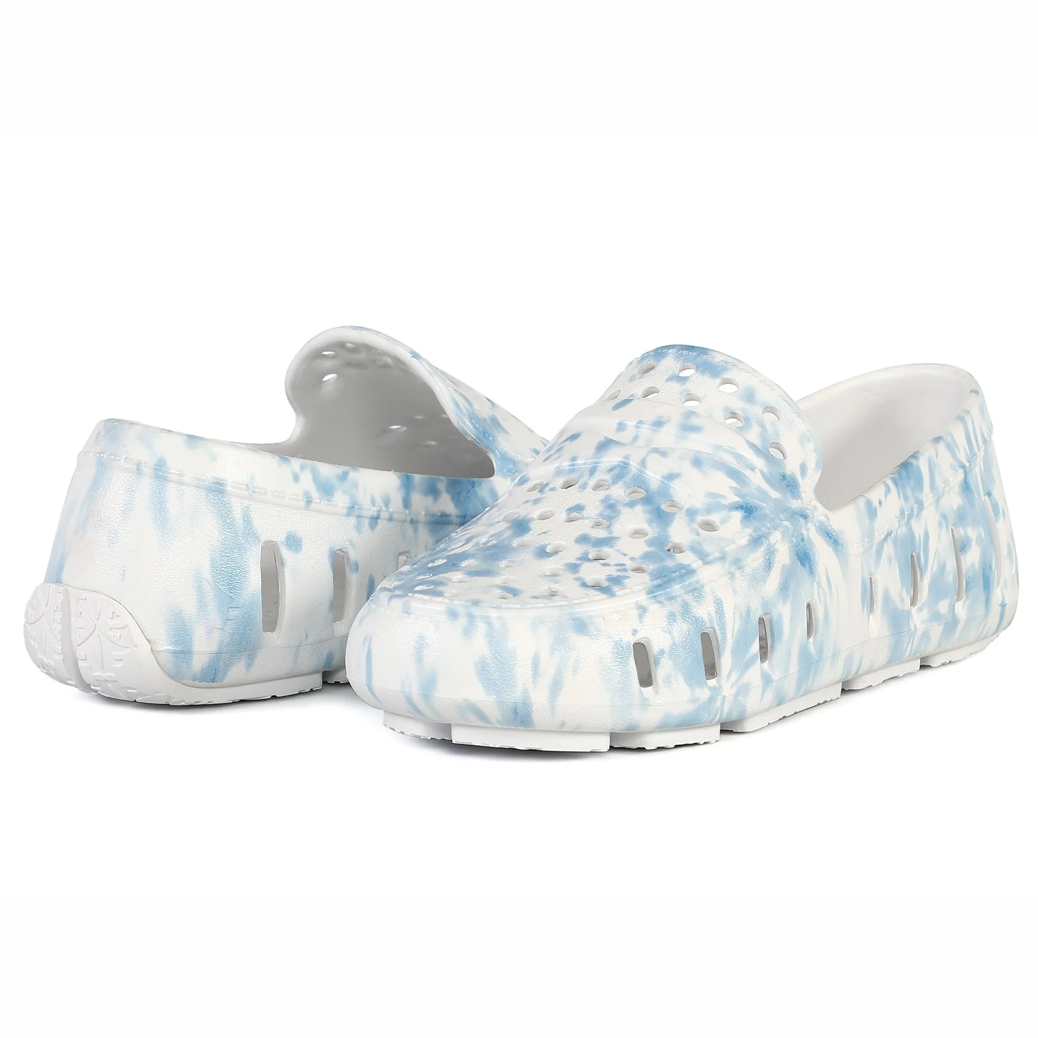 Kids Prodigy Blue Tie Dye Print Bright White Loafers - Image 3