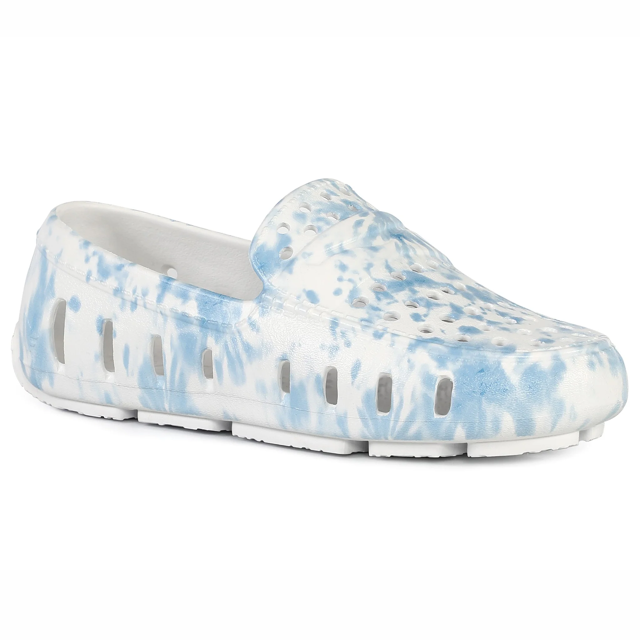 Kids Prodigy Blue Tie Dye Print Bright White Loafers - Image 4