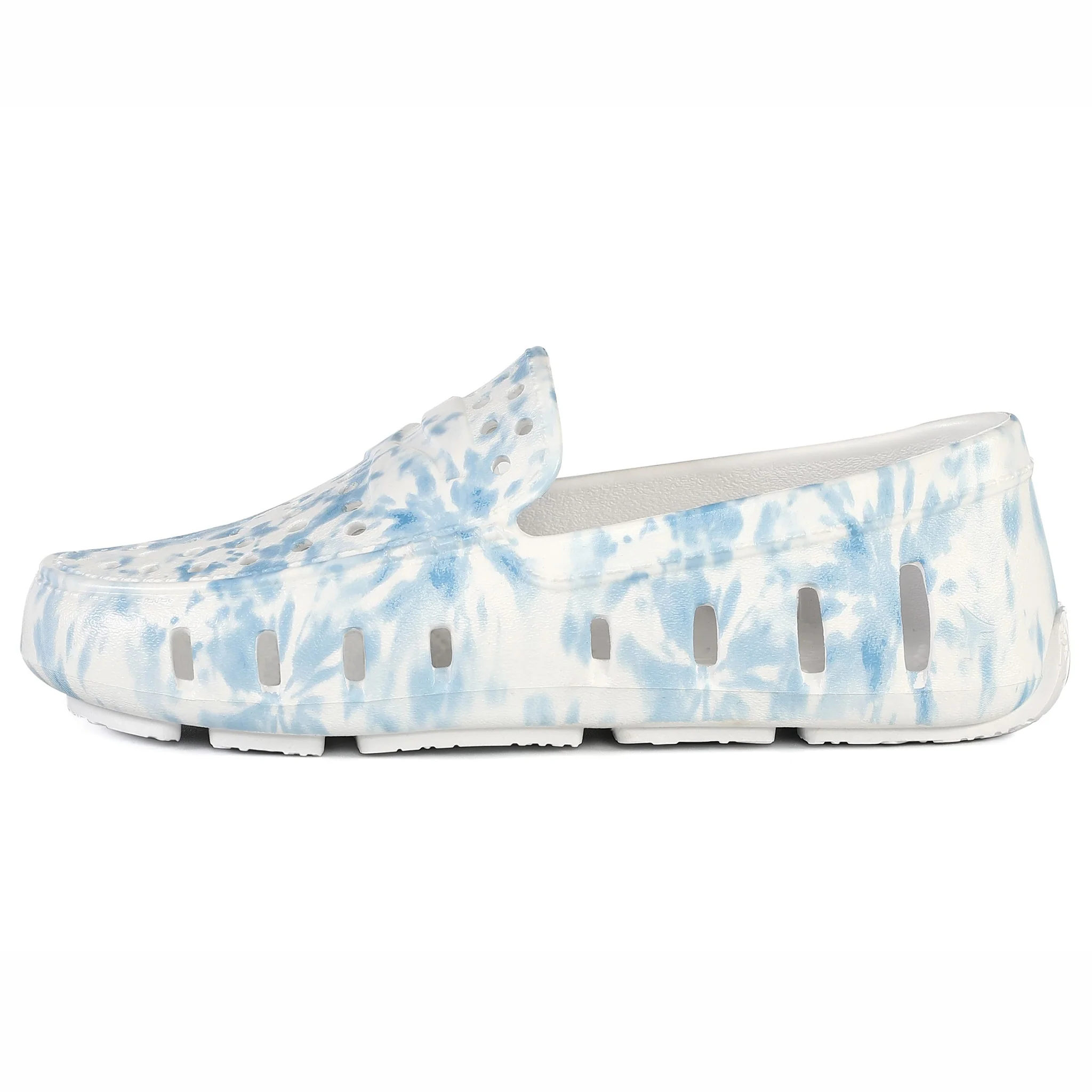 Kids Prodigy Blue Tie Dye Print Bright White Loafers - Image 5