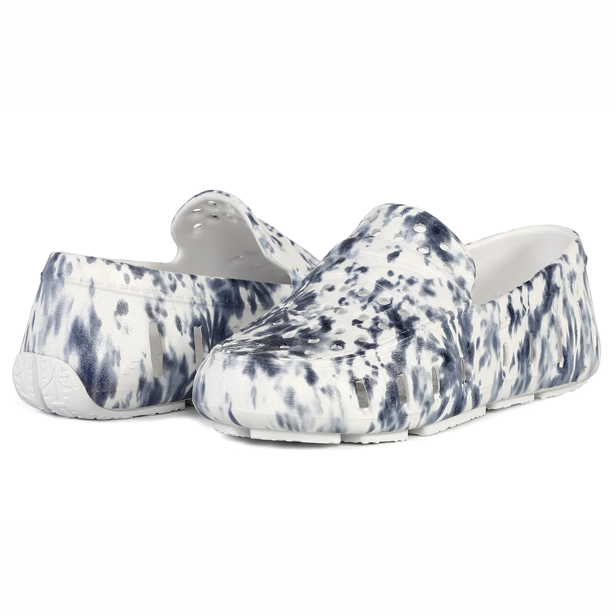 Kids Prodigy Navy Tie Dye Print Bright White Loafers - Image 3