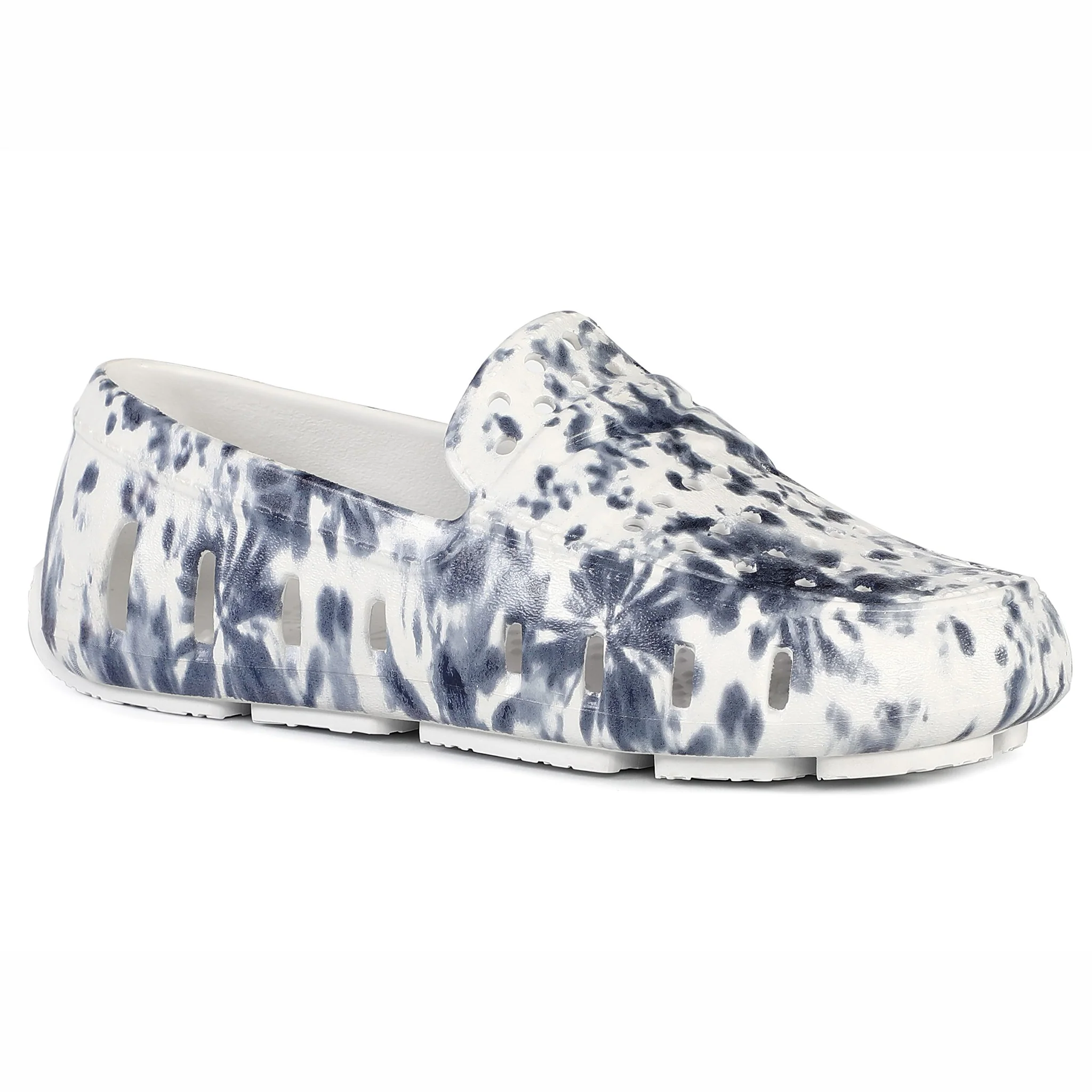 Kids Prodigy Navy Tie Dye Print Bright White Loafers - Image 4