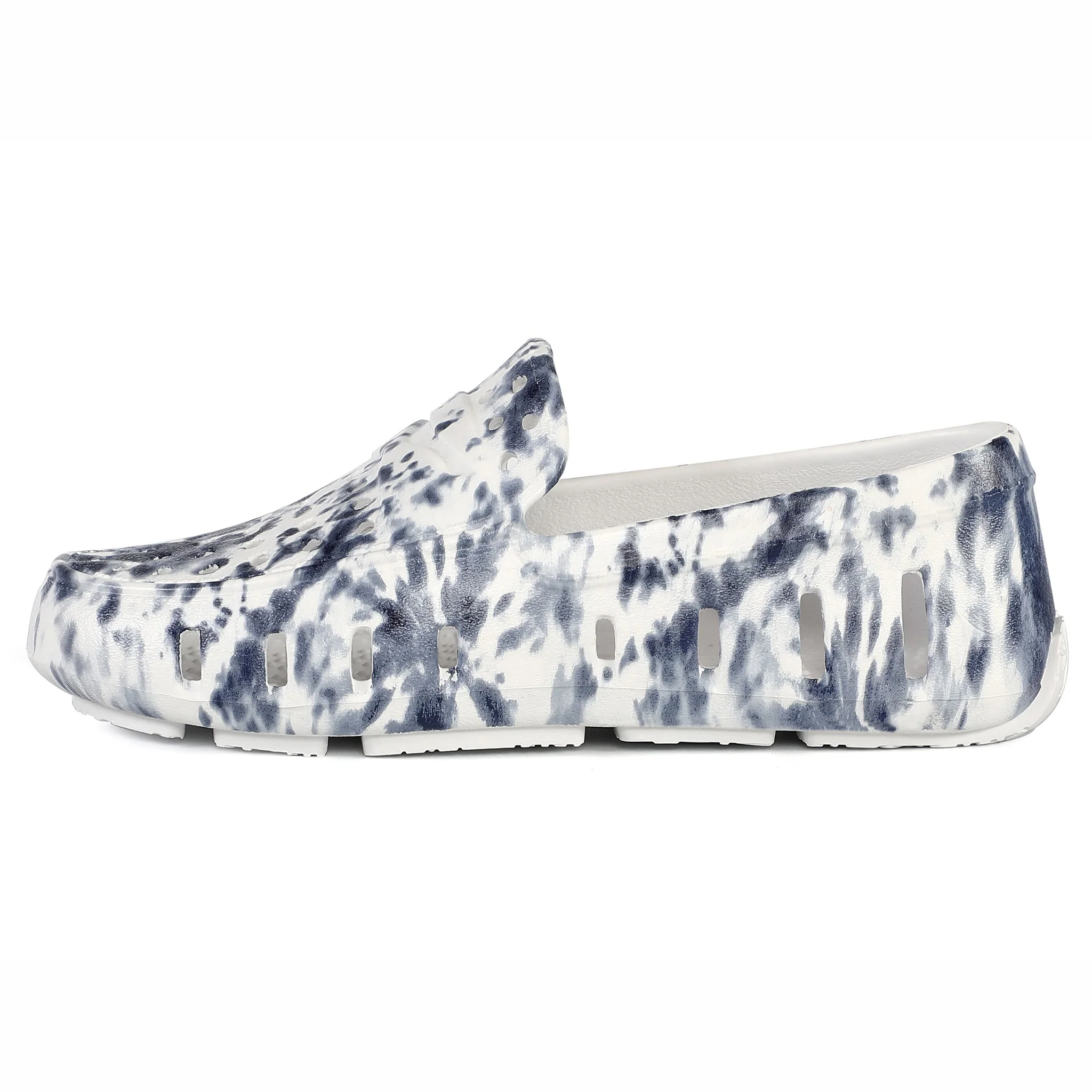 Kids Prodigy Navy Tie Dye Print Bright White Loafers - Image 5