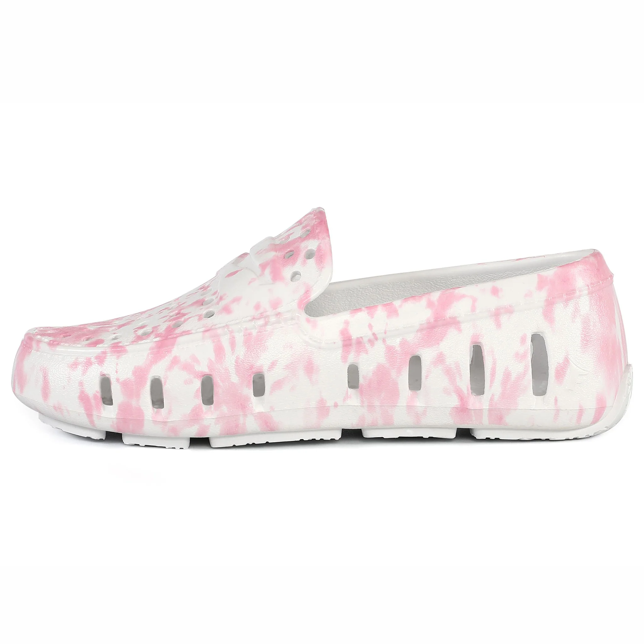 Kids Prodigy Pink Tie Dye Print Bright White Loafers - Image 3