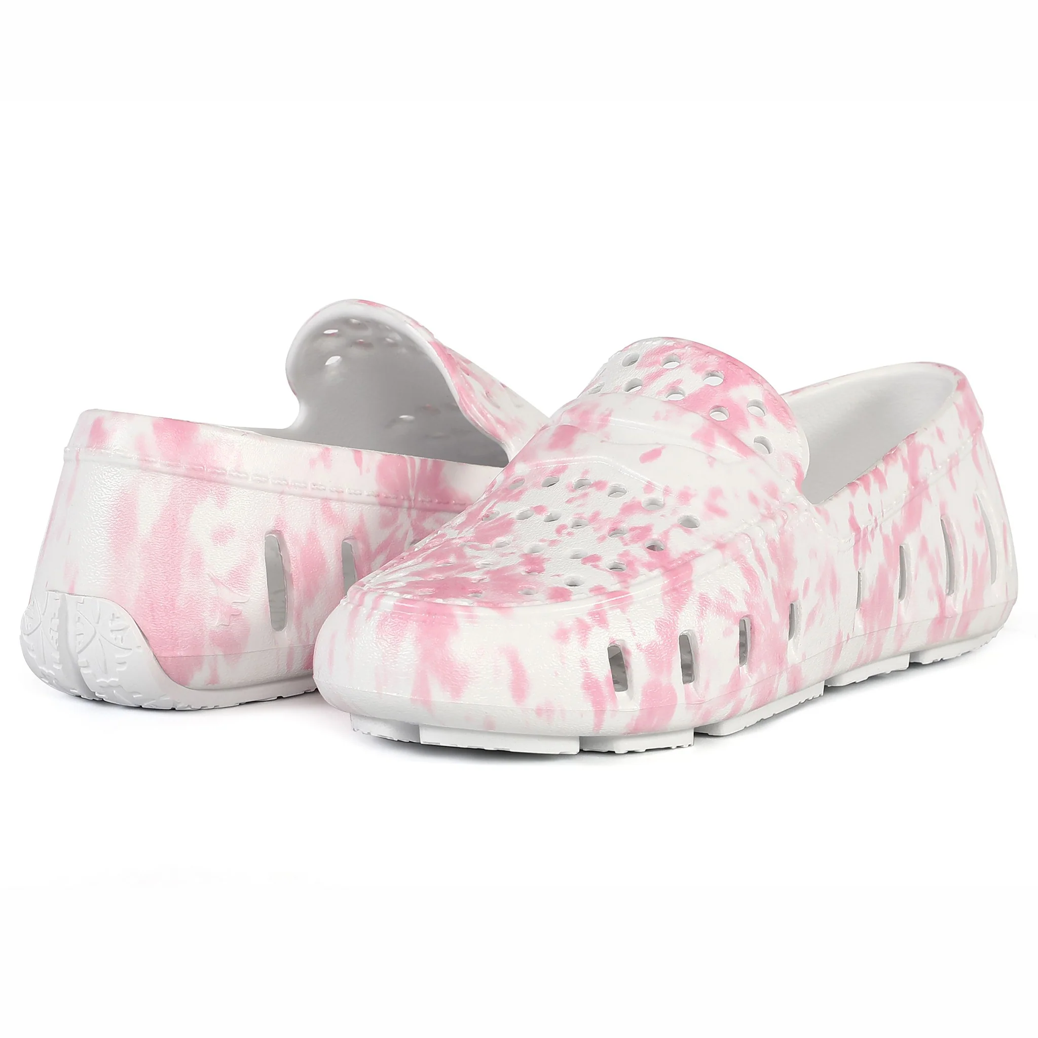 Kids Prodigy Pink Tie Dye Print Bright White Loafers - Image 6
