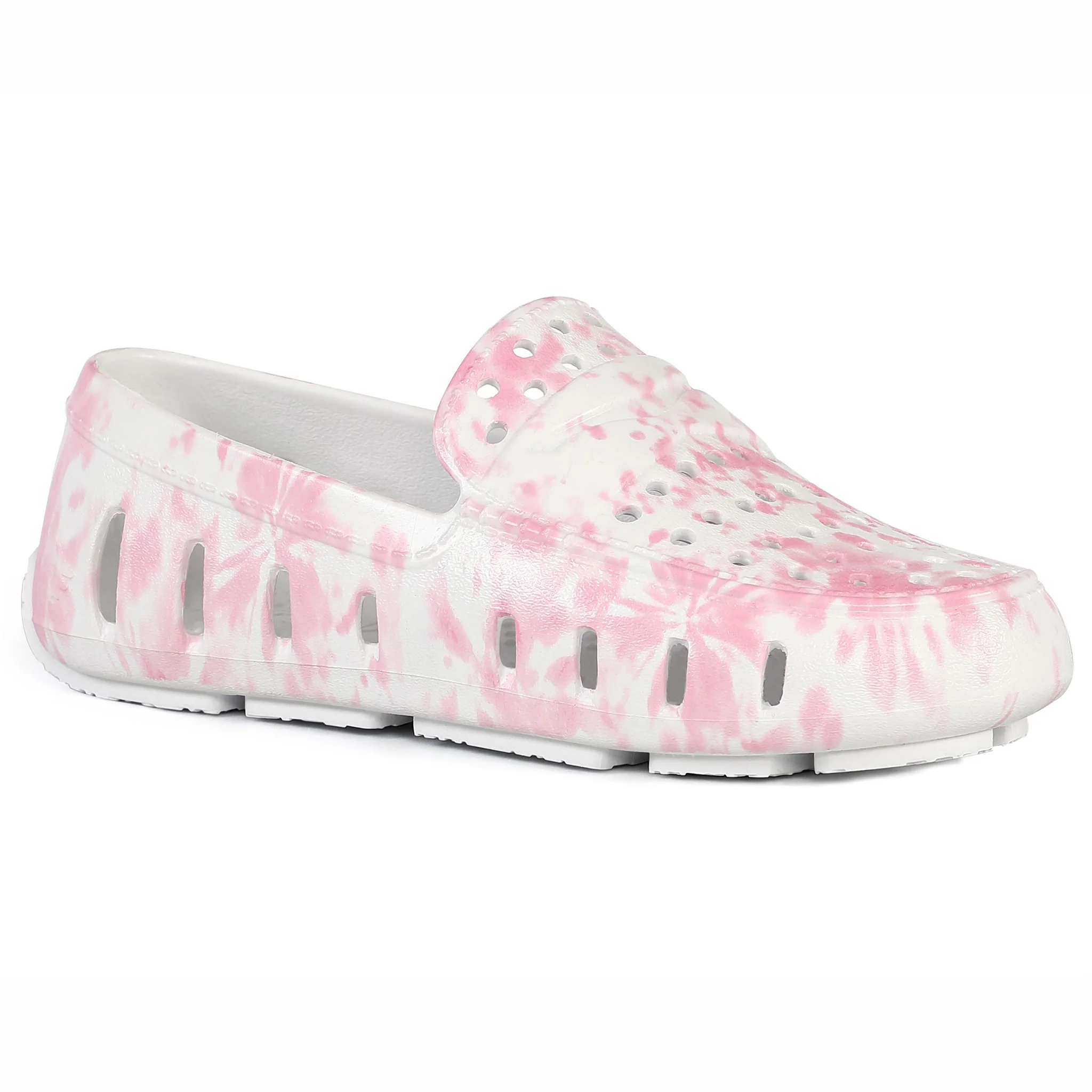 Kids Prodigy Pink Tie Dye Print Bright White Loafers - Image 7