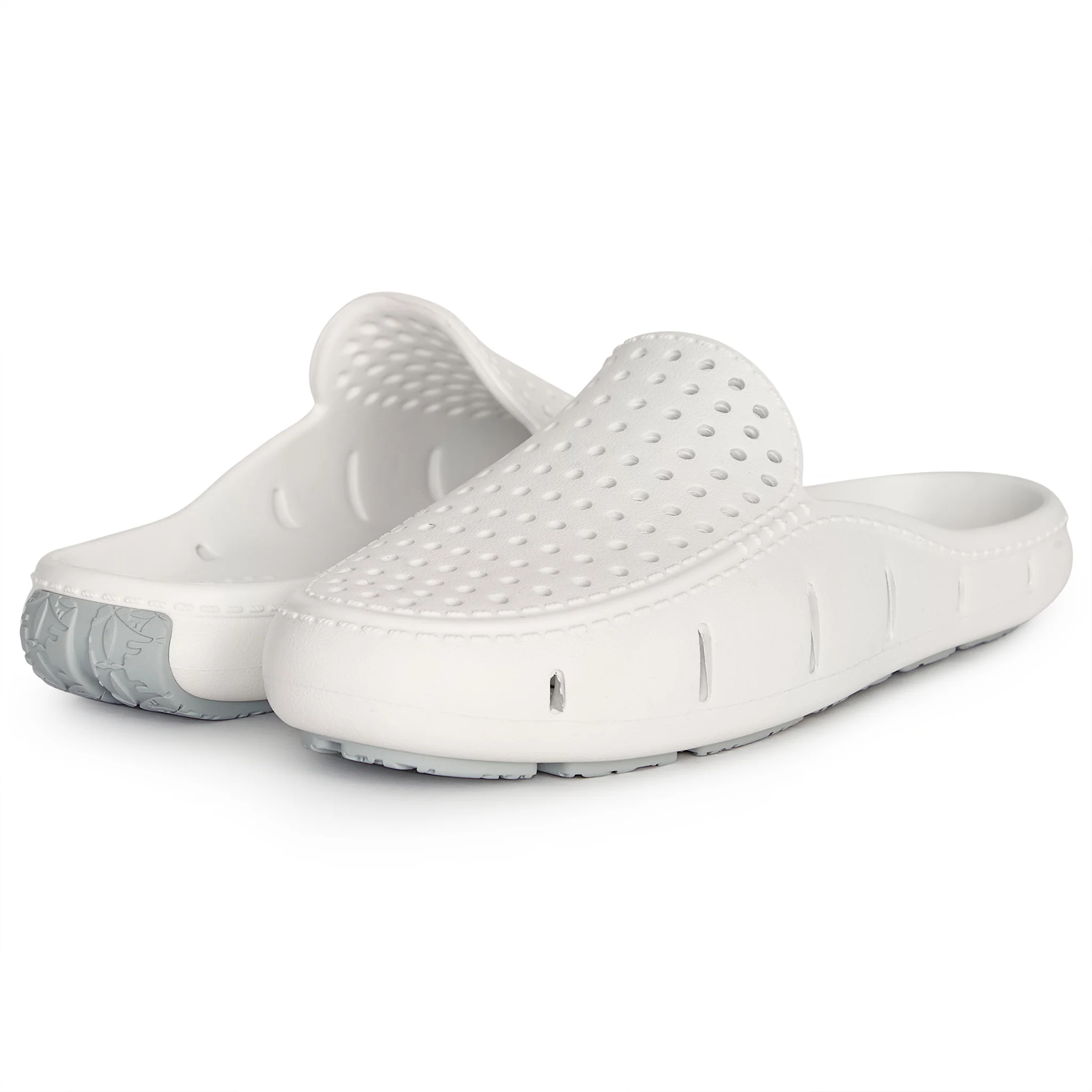 BRIGHT WHITE/HARBOR MIST GRAY WOMENS SUNSET SLIDE - Image 3